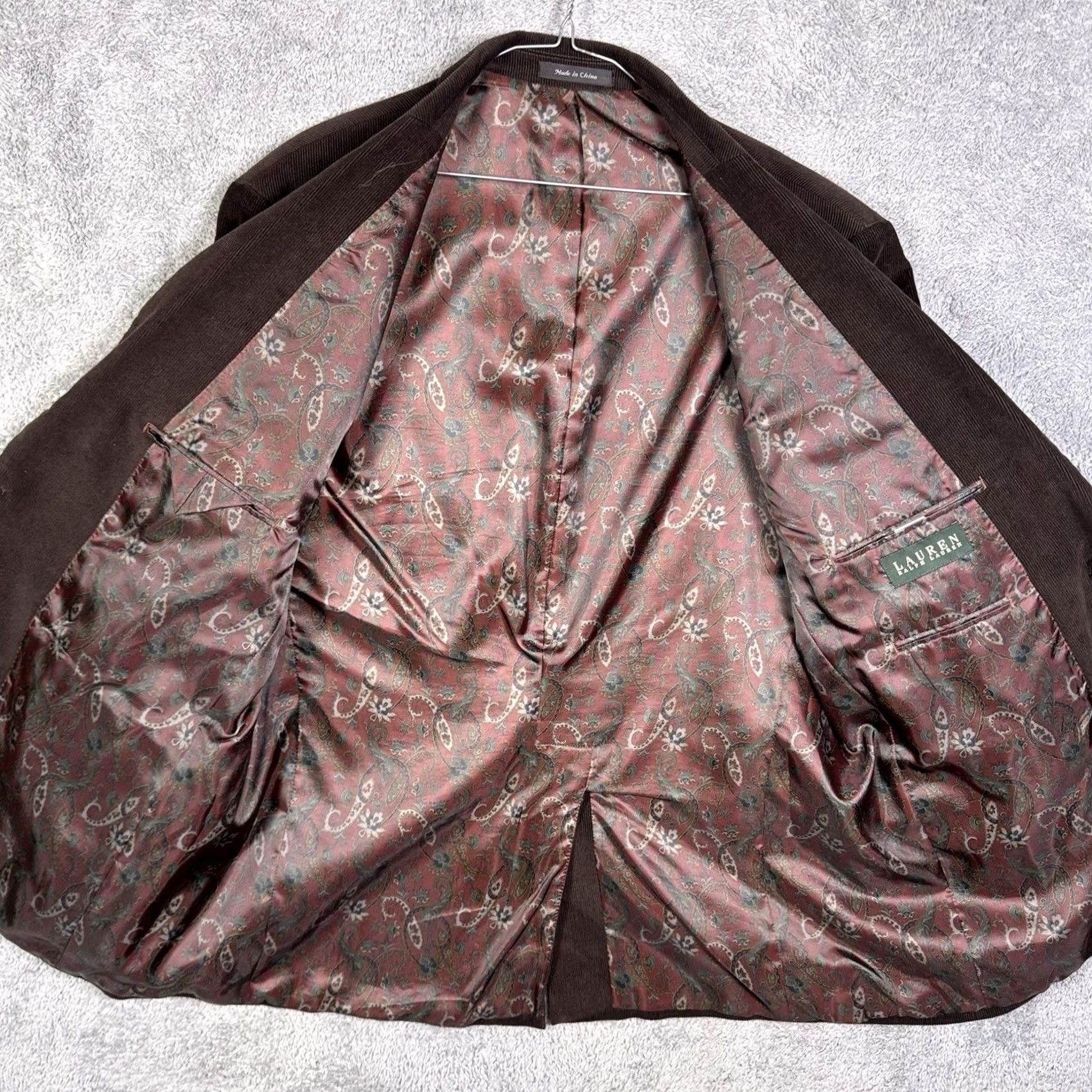 Ralph Lauren Ralph Lauren Sport Jacket Blazer Corduroy Brown Paisley Lined Mens 46L Size 46R - 5 Thumbnail