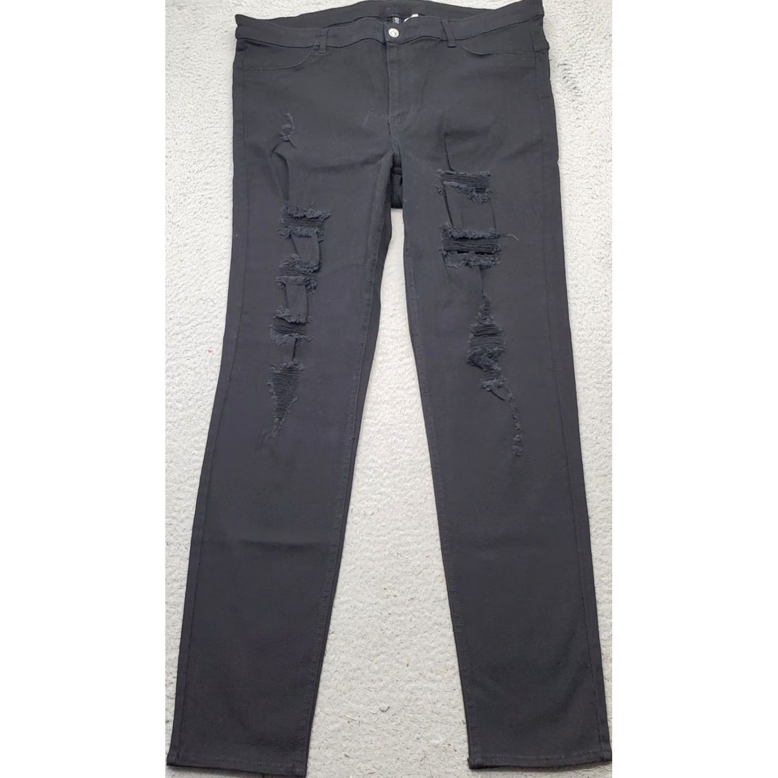 H&M H&M Skinny Jeans Women's 16/18 Black Denim Slim Fit Distressed Jeans Basic Black Womens Skinny Jeans Size 38" / US 16 / IT 52 - 2 Thumbnail