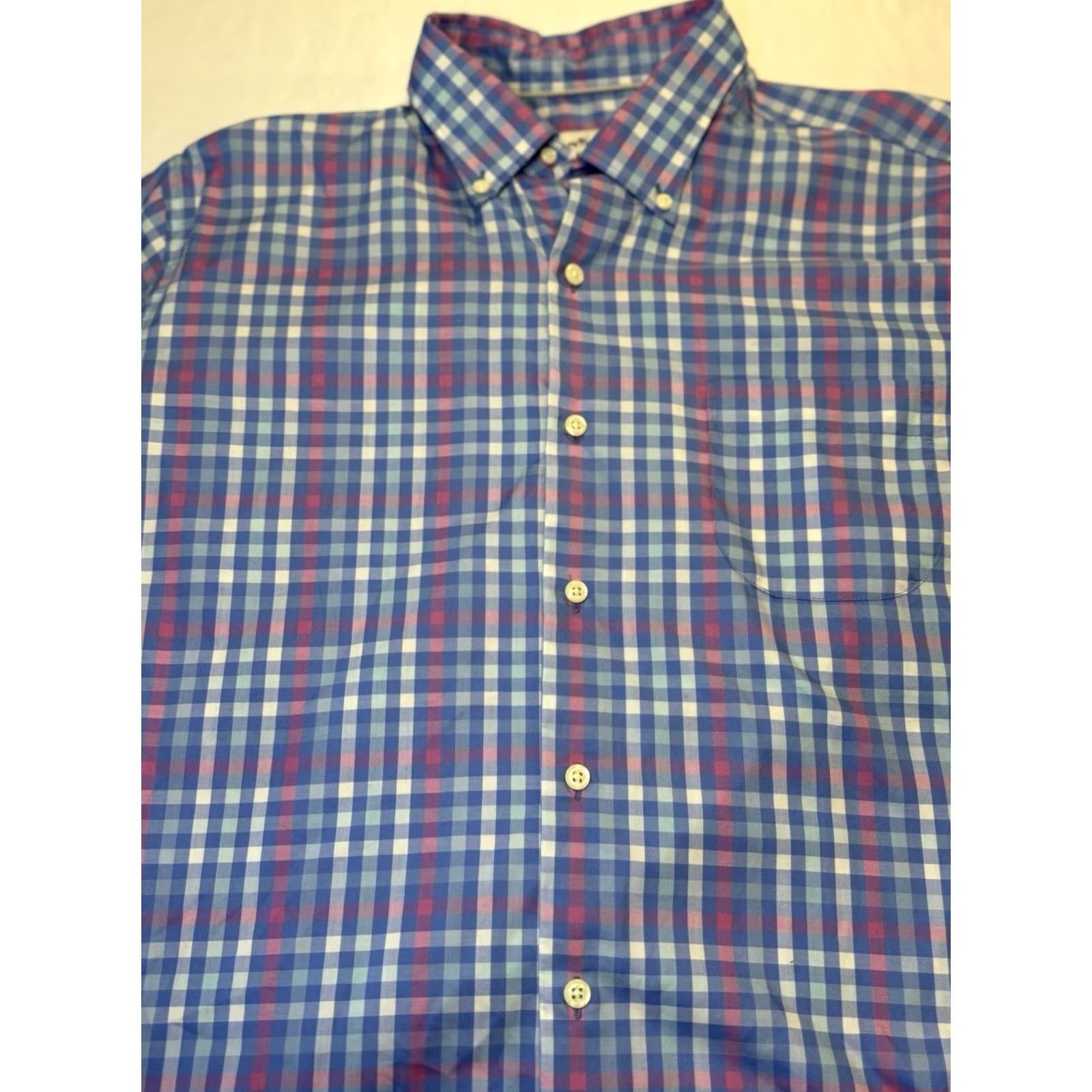 Peter Millar Peter Millar Shirt Button-Up Long Sleeve Blue Pink Plaid Checkered Print Casual, Workwear, Travel Large Men Size US L / EU 52-54 / 3 - 2 Thumbnail