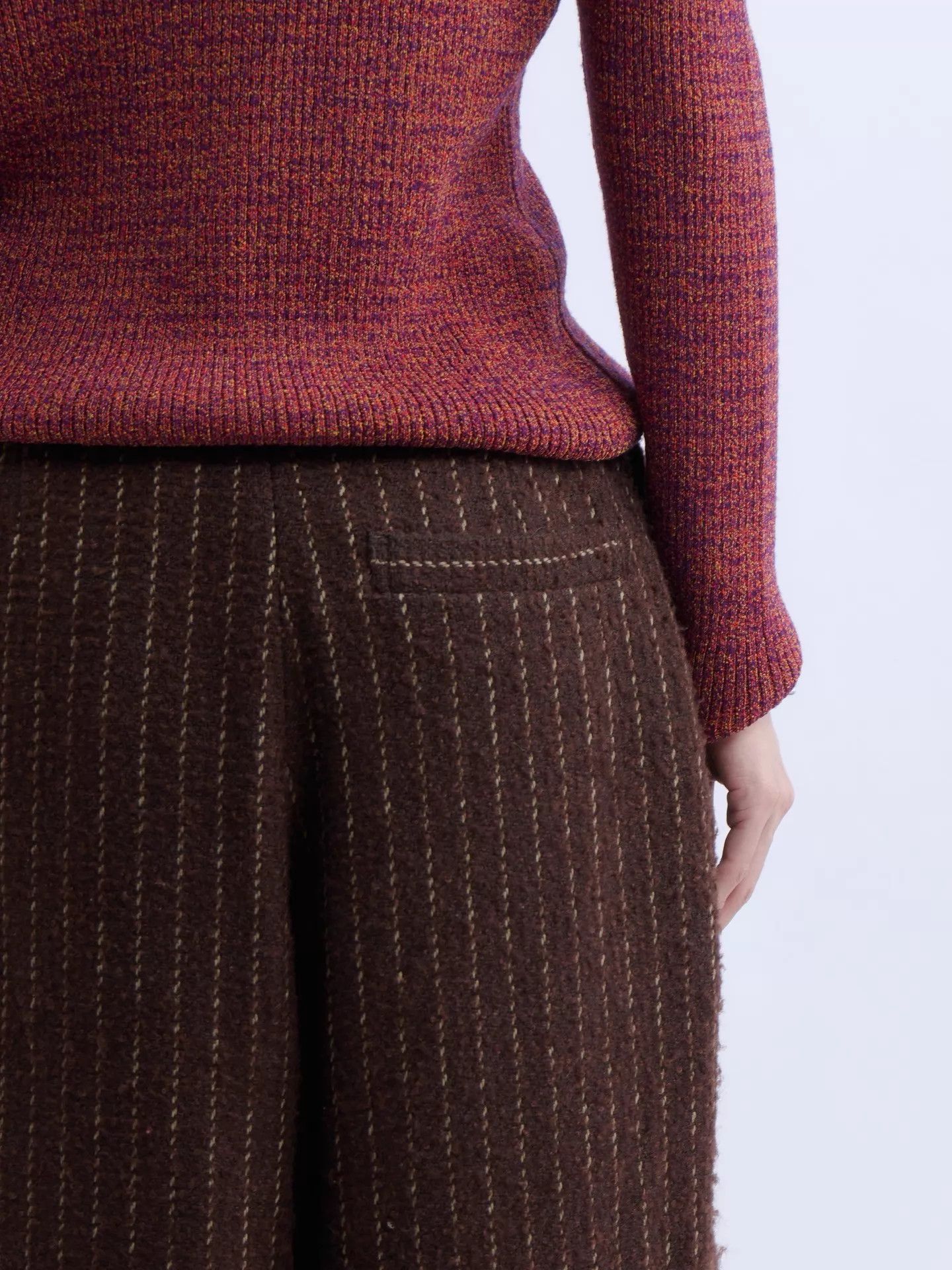 Vivienne Westwood Vivienne Westwood 00s RL Burgundy Wool Stripe Wide-Leg Size 25" / US 0 / IT 36 - 7 Thumbnail