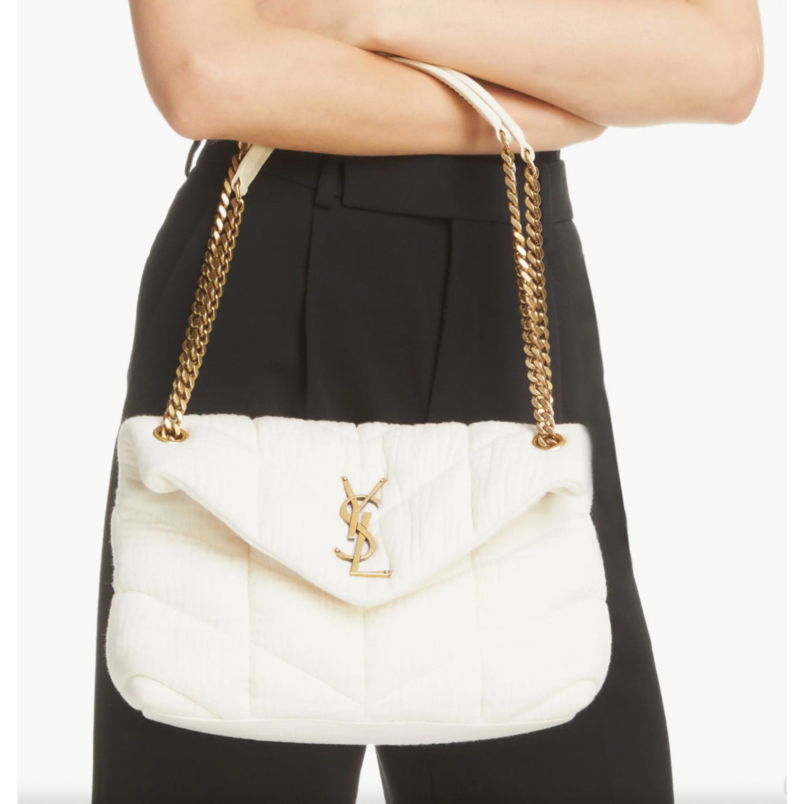 Yves Saint Laurent Saint Laurent YSL Cotton Twill White Shoulder Crossbody Bag Size ONE SIZE - 5 Thumbnail