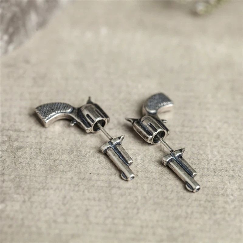 Jewelry Gun Stud Earrings 925 Sterling Silver Ear Gift Size ONE SIZE - 4 Thumbnail