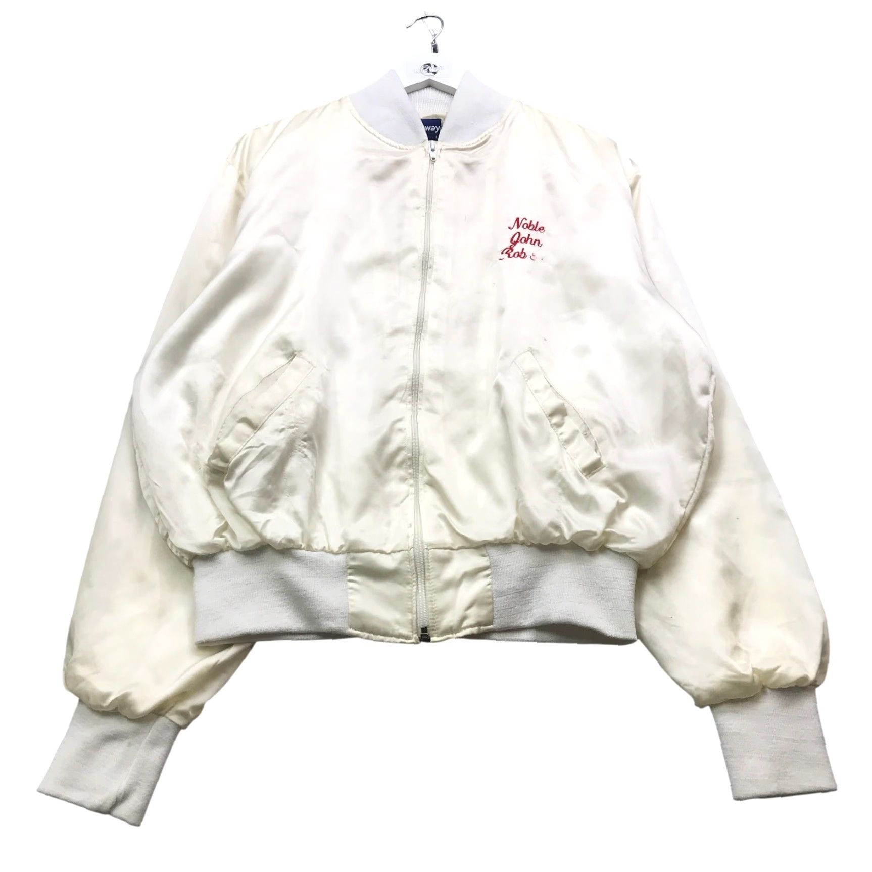 Holloway VINTAGE Holloway Jacket Bomber Mens L White Red 80s Shrine Club Full Zip Pockets Nylon Lined Short Sleeve Pattern Solid Size US L / EU 52-54 / 3 - 2 Thumbnail