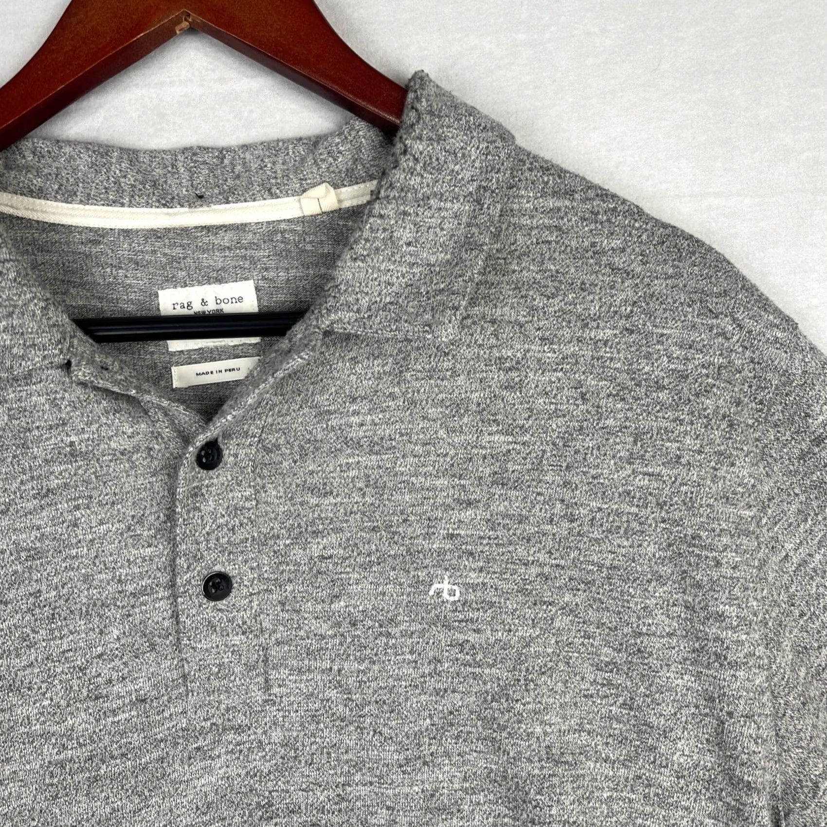 Rag & Bone Rag & Bone Polo Shirt Mens XL Gray Short Sleeve Collared Button Heather Polo Shirt Mens XL Gray Heather Size US XL / EU 56 / 4 - 3 Thumbnail