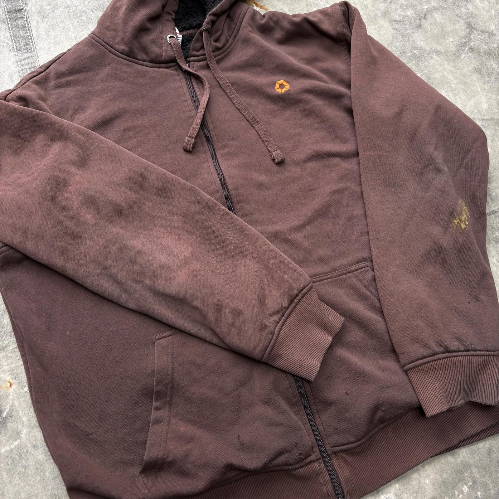 Southpole Vintage Faded Chocolate Brown Sherpa Lined Full Zip Hoodie Size US XL / EU 56 / 4 - 5 Thumbnail