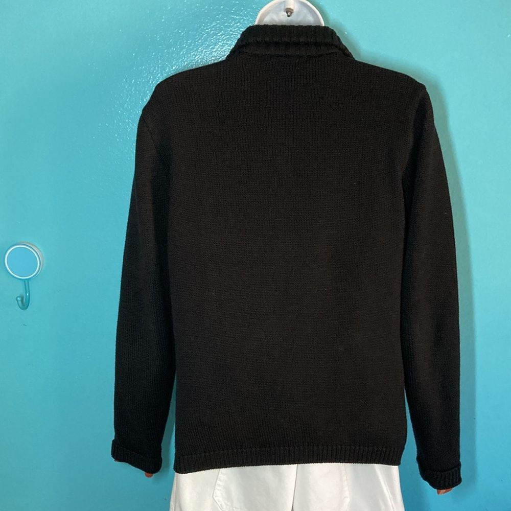 Vintage Maurice Sasson Vintage 90's Black Leather & Knit Cardigan Sw Size S / US 4 / IT 40 - 4 Thumbnail