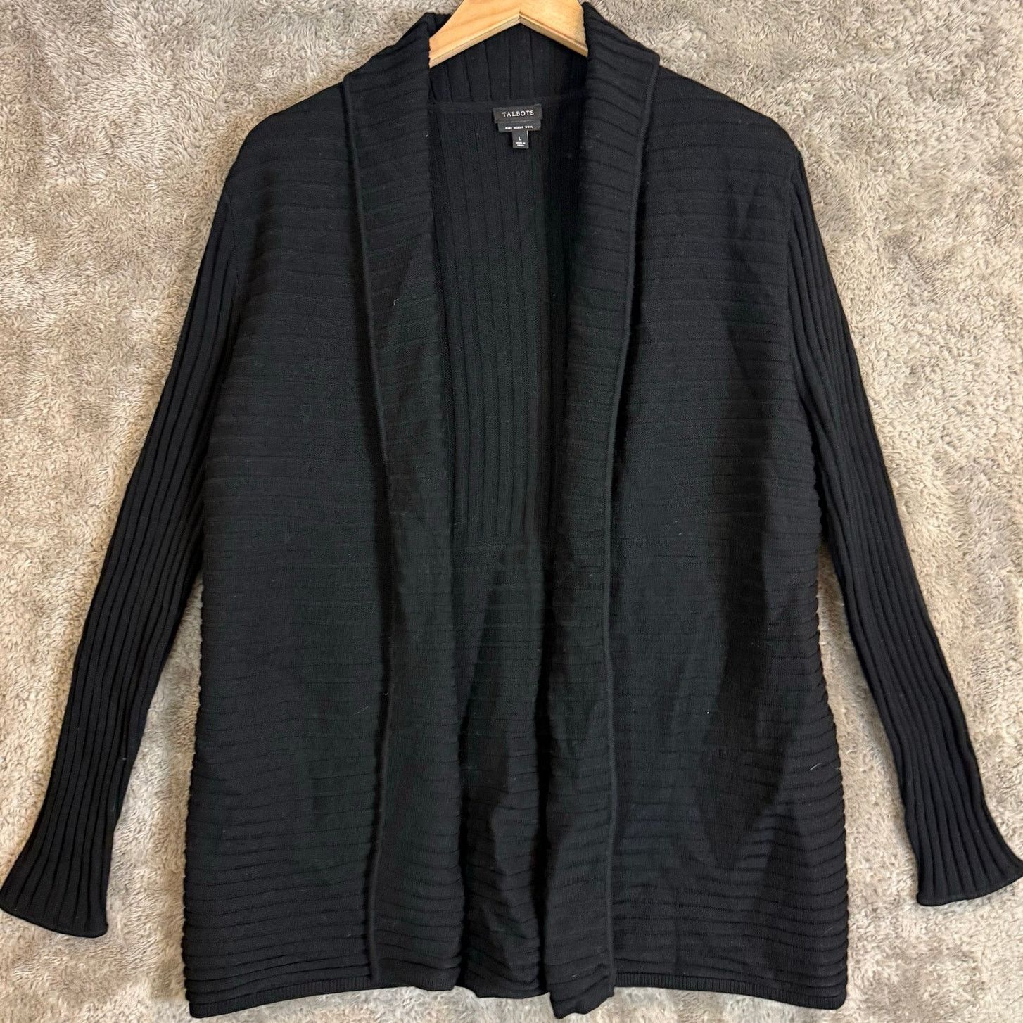 Other Talbots Pure Merino Wool Open Ribbed Cardigan Sweater L Size L / US 10 / IT 46 - 1 Thumbnail