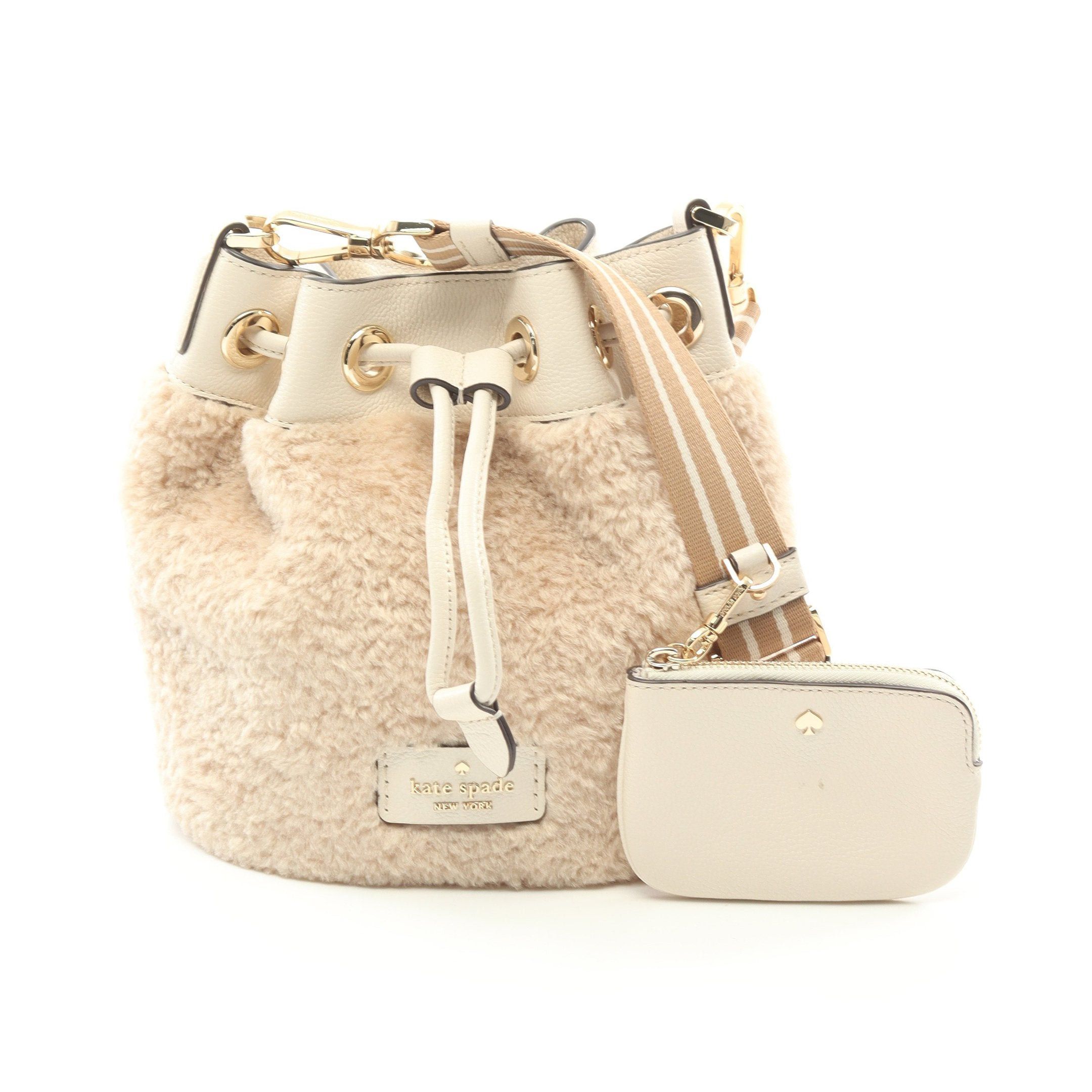 Kate Spade Kate Spade Rosie Mini Bucket Shoulder Bag Fabric Leather Beige Off White Size ONE SIZE - 1 Thumbnail