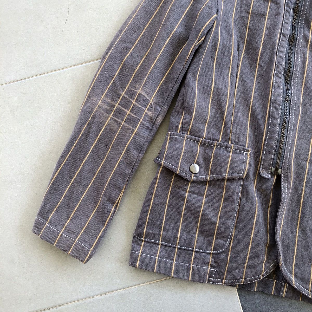 Japanese Brand 291295 HOMME Stripe Cotton Jacket Size US S / EU 44-46 / 1 - 7 Thumbnail