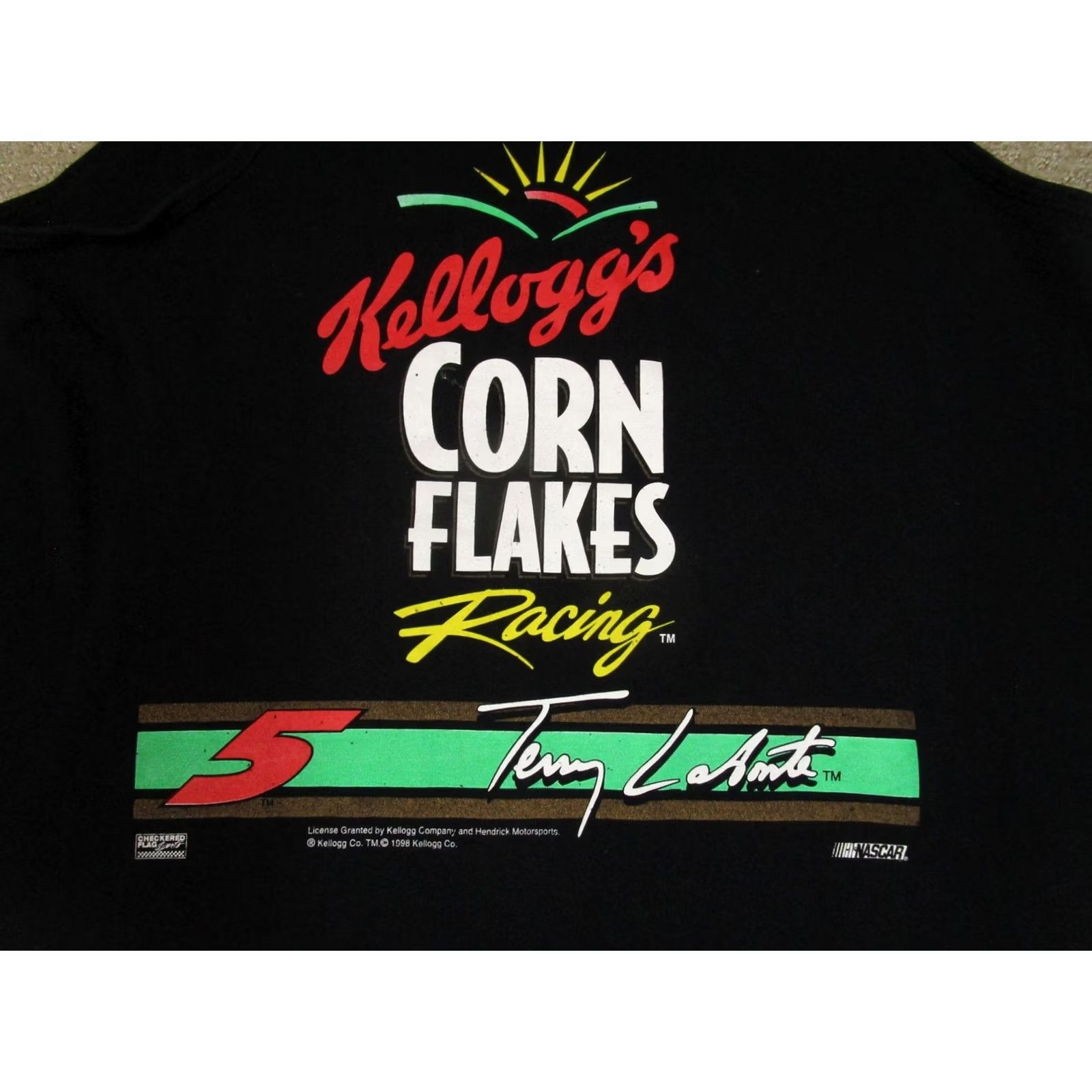 Fruit Of The Loom Vintage Kellogg's Corn Flakes Shirt Mens XL Black Tank Terry Labonte NASCAR 90s Size US XL / EU 56 / 4 - 2 Thumbnail
