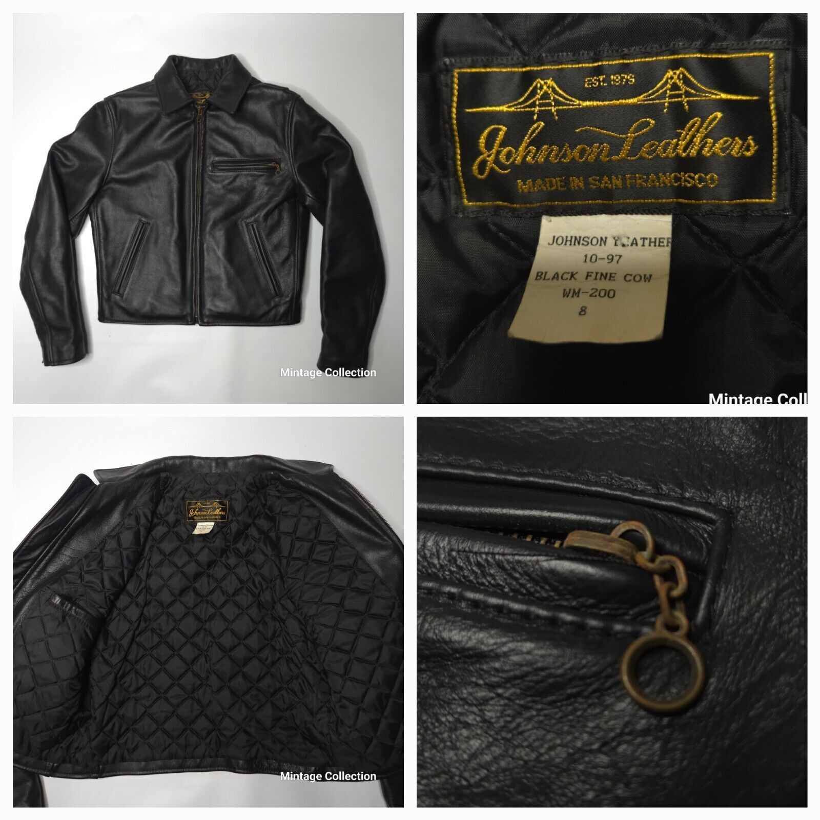 Other VINTAGE JOHNSON LEATHERS BLACK LEATHER MOTORCYCLE JACKET 8 Size M / US 6-8 / IT 42-44 - 1 Thumbnail
