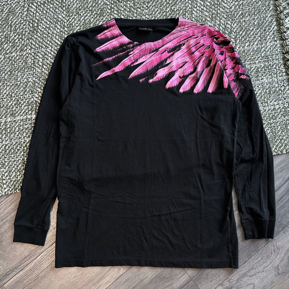 Other Marcelo Burlon Black Long Sleeve with Pink Feather Print Size XL / US 12-14 / IT 48-50 - 3 Thumbnail
