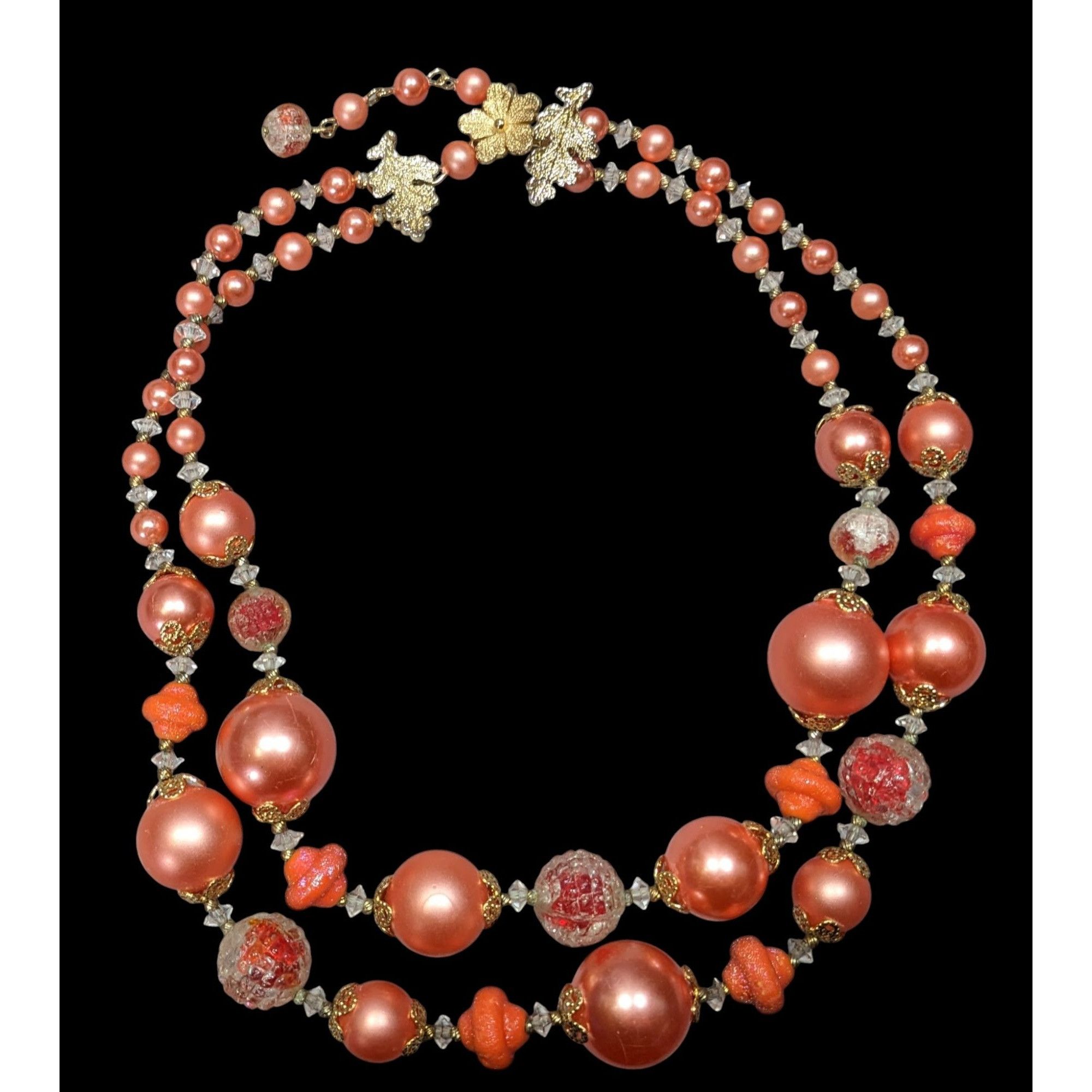 Other Vintage 1940s Rare Vendome Rose Pink Faux Pearl Layered Neck Size ONE SIZE - 1 Thumbnail