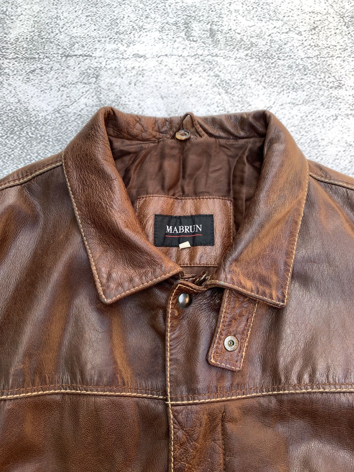 Japanese Brand × Vintage Vintage brown leather mabrun jacket Size US M / EU 48-50 / 2 - 7 Thumbnail