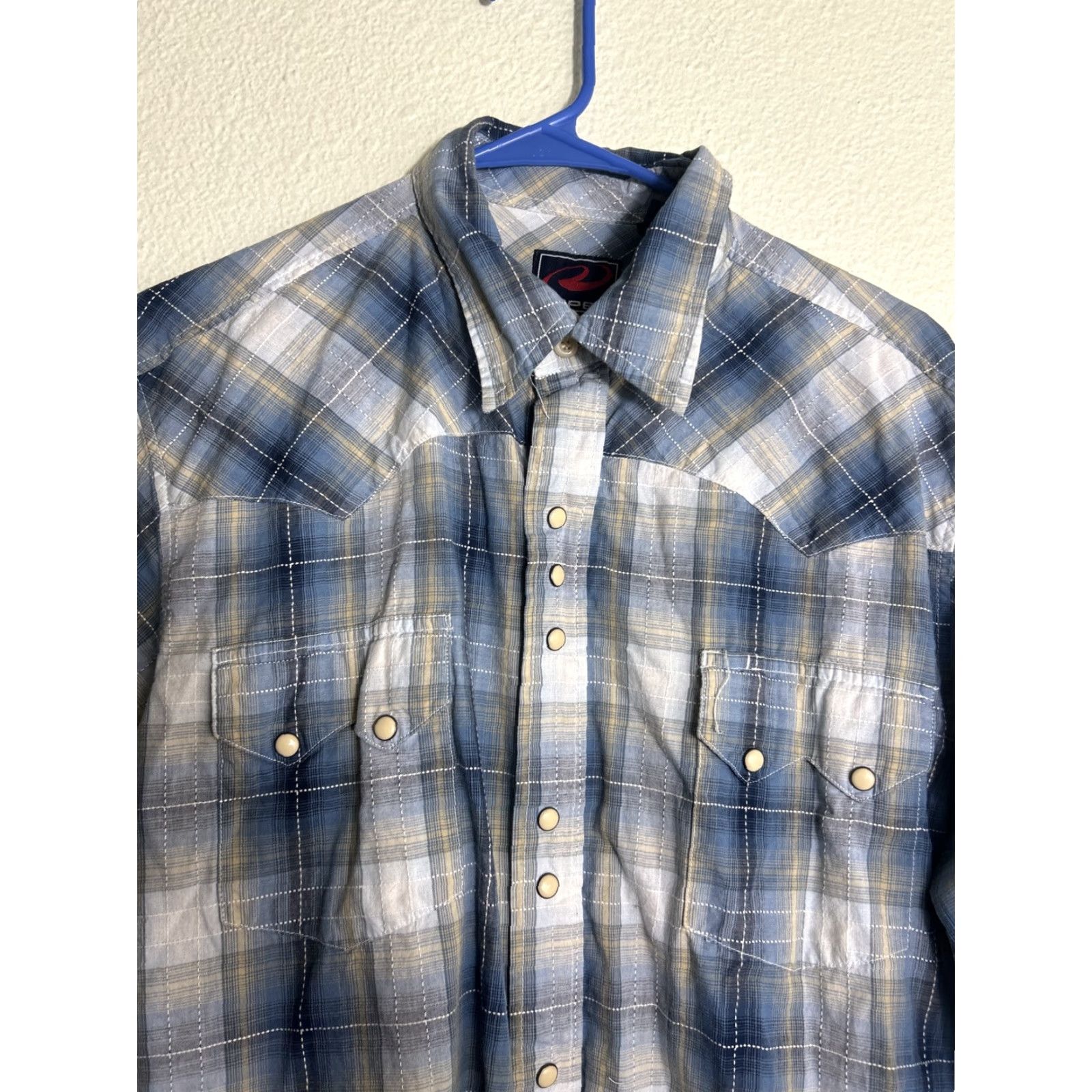 Roper VINTAGE Roper Shirt Plaid Blue Long Sleeve XL Mens Cotton Pearl Snap Button-Up Size US XL / EU 56 / 4 - 3 Thumbnail