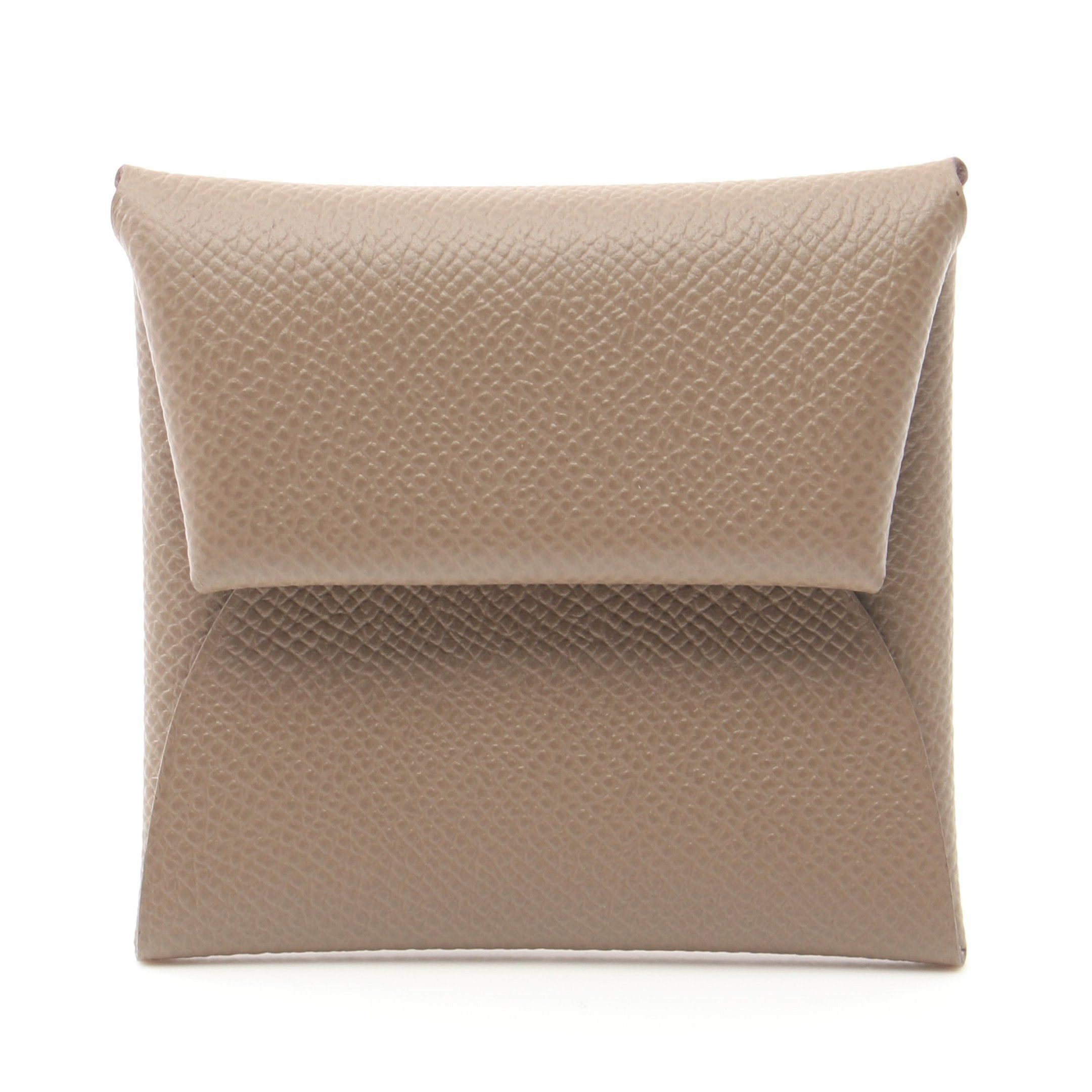 Hermes Hermes Bastia Etoupe Coin Purse Veau Epsom Gray Brown Silver Hardware Double Engraved Size ONE SIZE - 1 Thumbnail