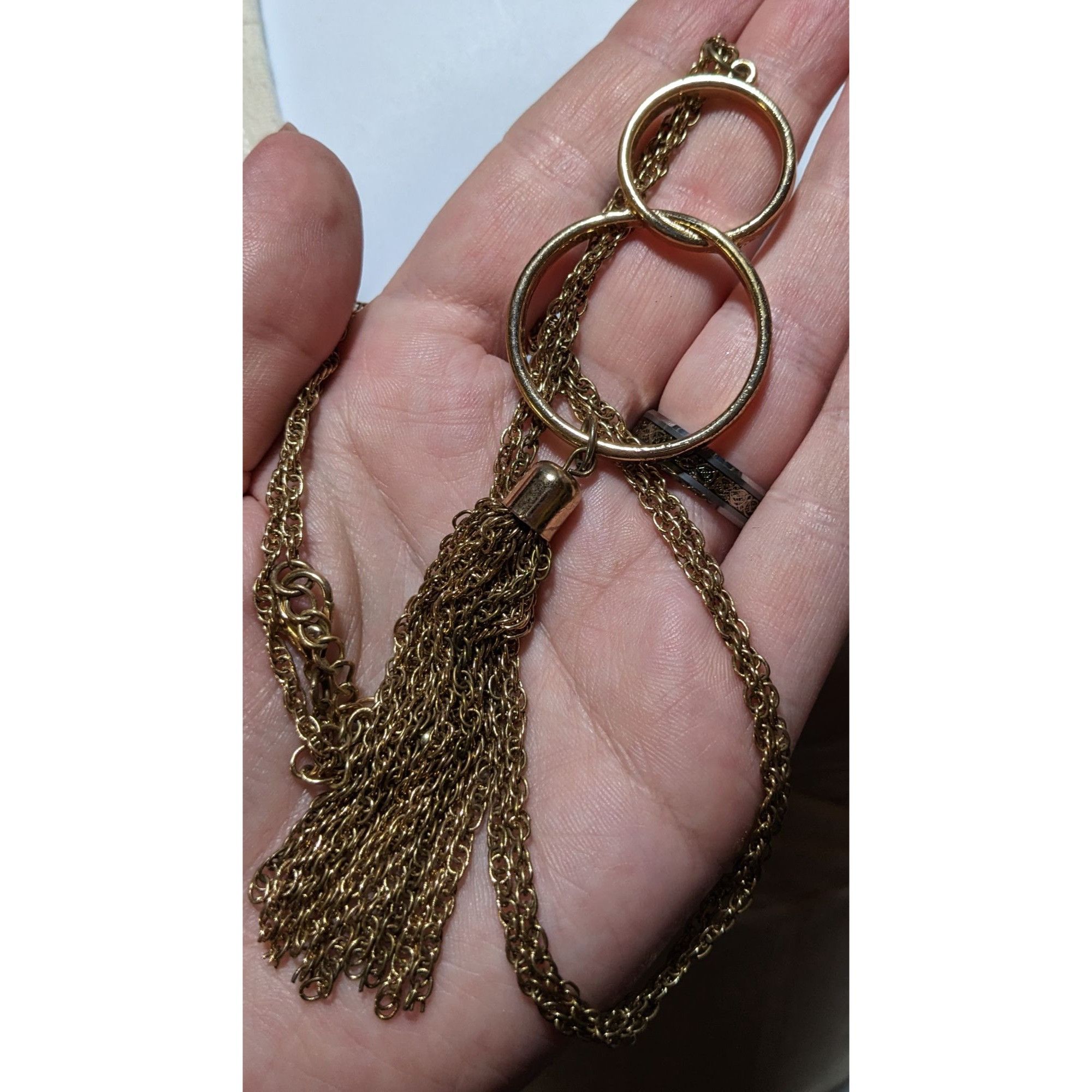 Other Trendy Gold Open Figured Eight Tassel Necklace Size ONE SIZE - 3 Thumbnail