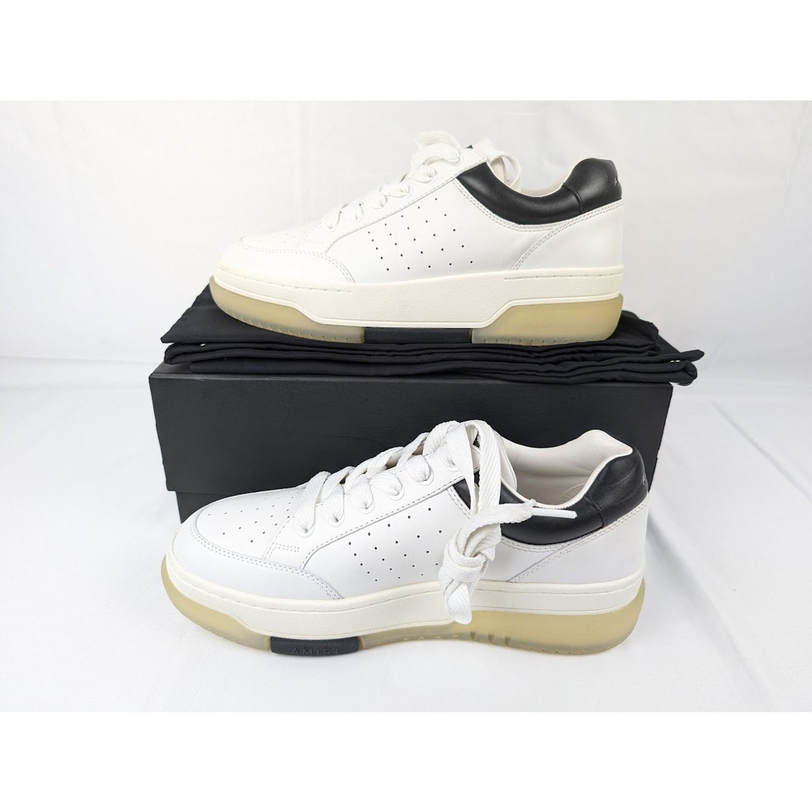 Amiri o1rshd1 Stadium Low Top Sneakers in White/Black Size US 13 / EU 46 - 15 Thumbnail