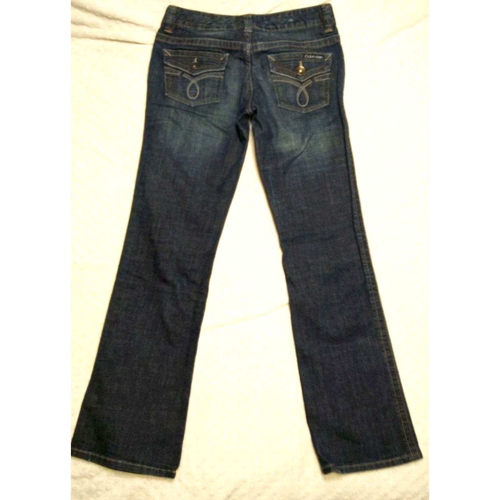 Calvin Klein Calvin Klein Jeans Womens Bootcut Denim 30x31 Dark Wash 28/6 Solid Blue High Rise 5-Pocket 100% Cotton Vintage Mens Womens Girls Size 28" / US 6 / IT 42 - 7 Thumbnail