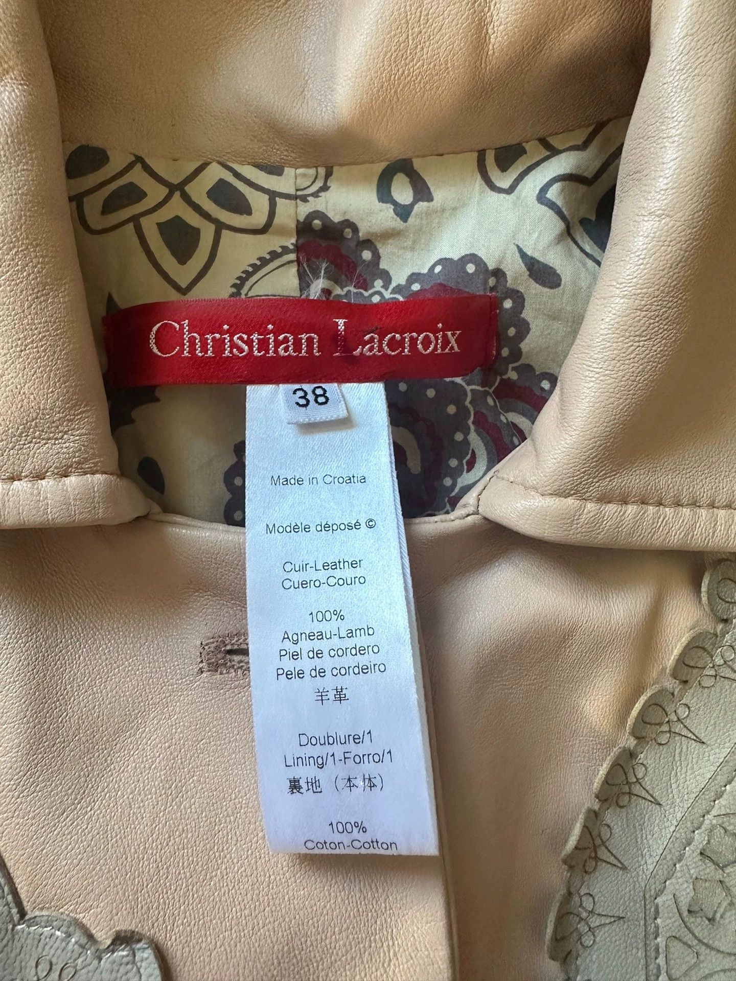 Christian Lacroix Christian Lacroix Vintage Leather Jacket Rubber Beige 38 Size XS / US 0-2 / IT 36-38 - 8 Thumbnail