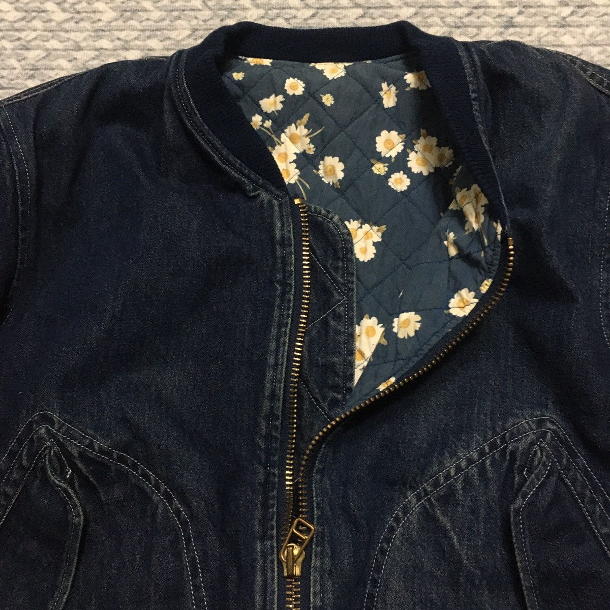 Pink House Distressed Pink House Denim Bomber Jacket Size US L / EU 52-54 / 3 - 2 Thumbnail