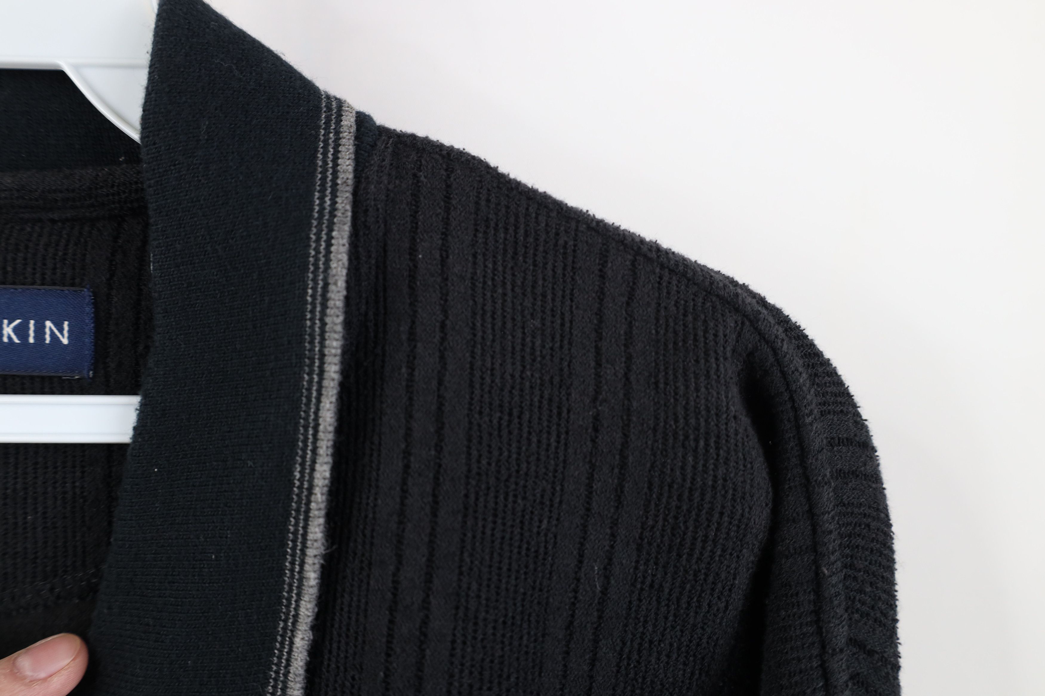 Vintage Vintage 90s Streetwear Ribbed Knit Long Sleeve Polo Black Size US XXL / EU 58 / 5 - 7 Thumbnail