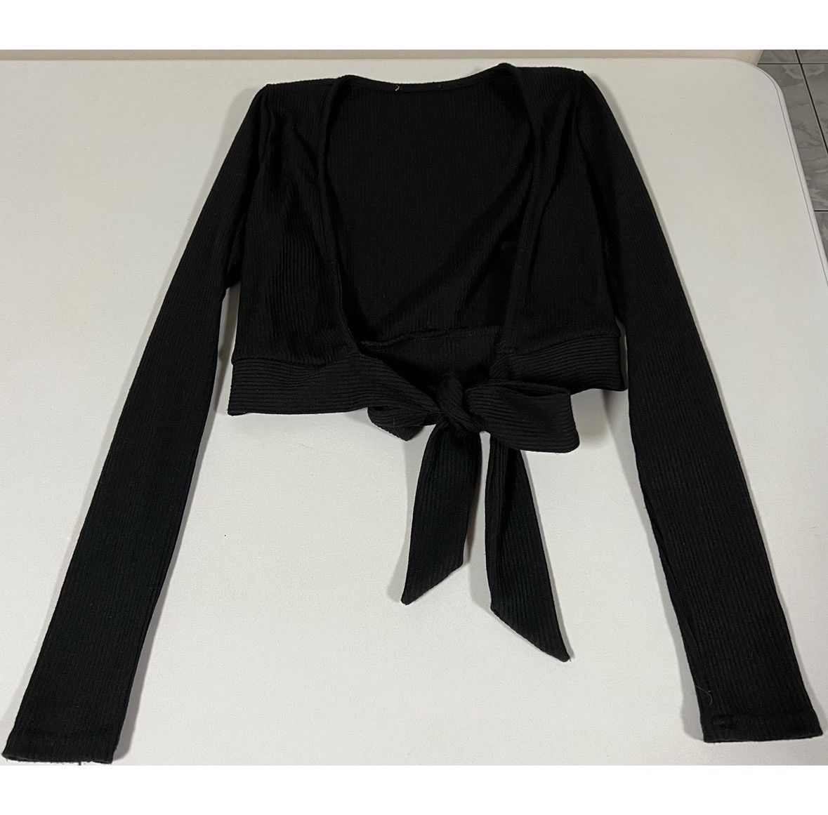 Japanese Brand Black Knit Long Sleeve Sweater Shrug Shawl Cardigan Top XS 🖤 Size XS / US 0-2 / IT 36-38 - 2 Thumbnail