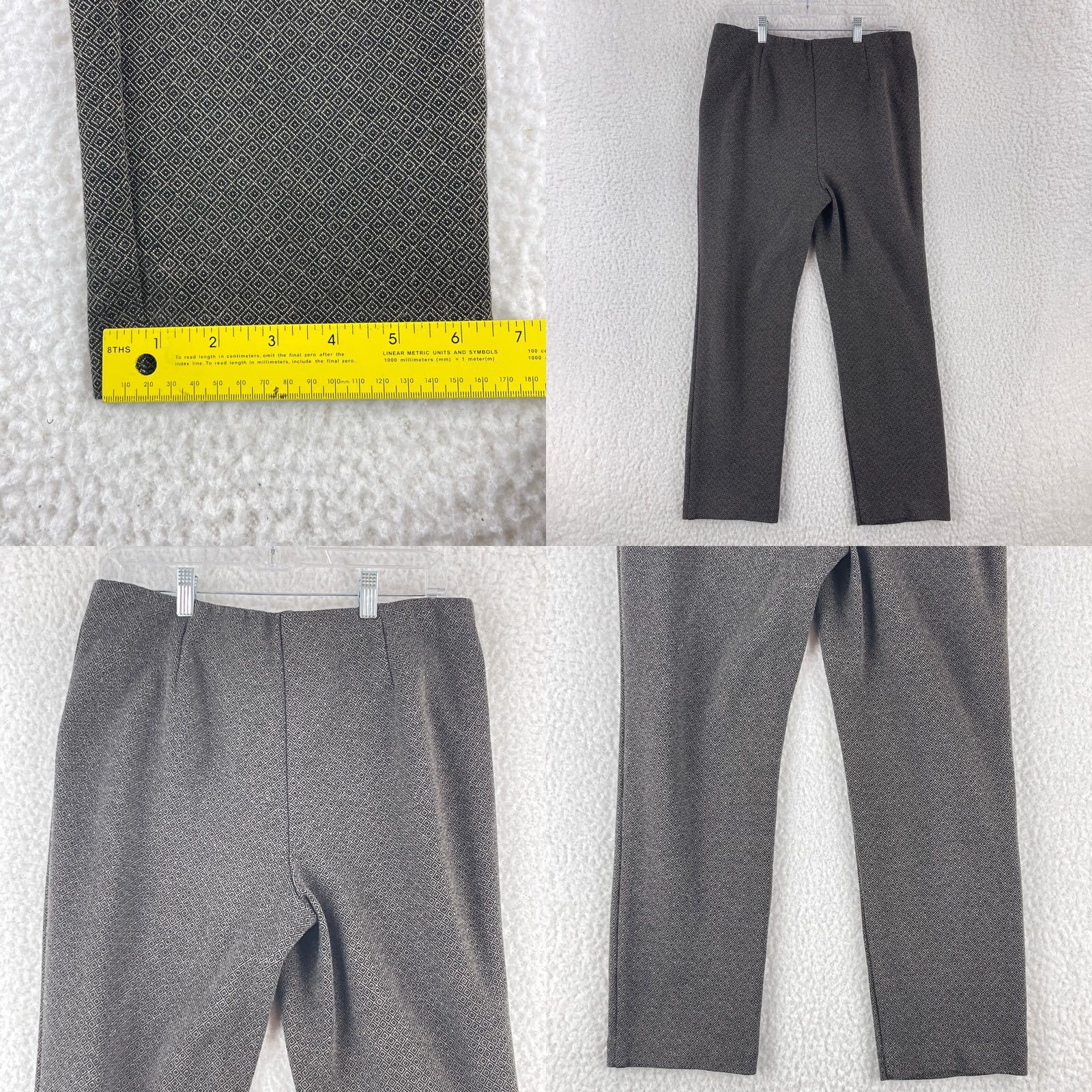J. Jill J. Jill Brown Ponte Slim Leg Pants Womens Geometric Pull On Straight Leg Size Medium Petite Size 32" / US 10 / IT 46 - 8 Thumbnail