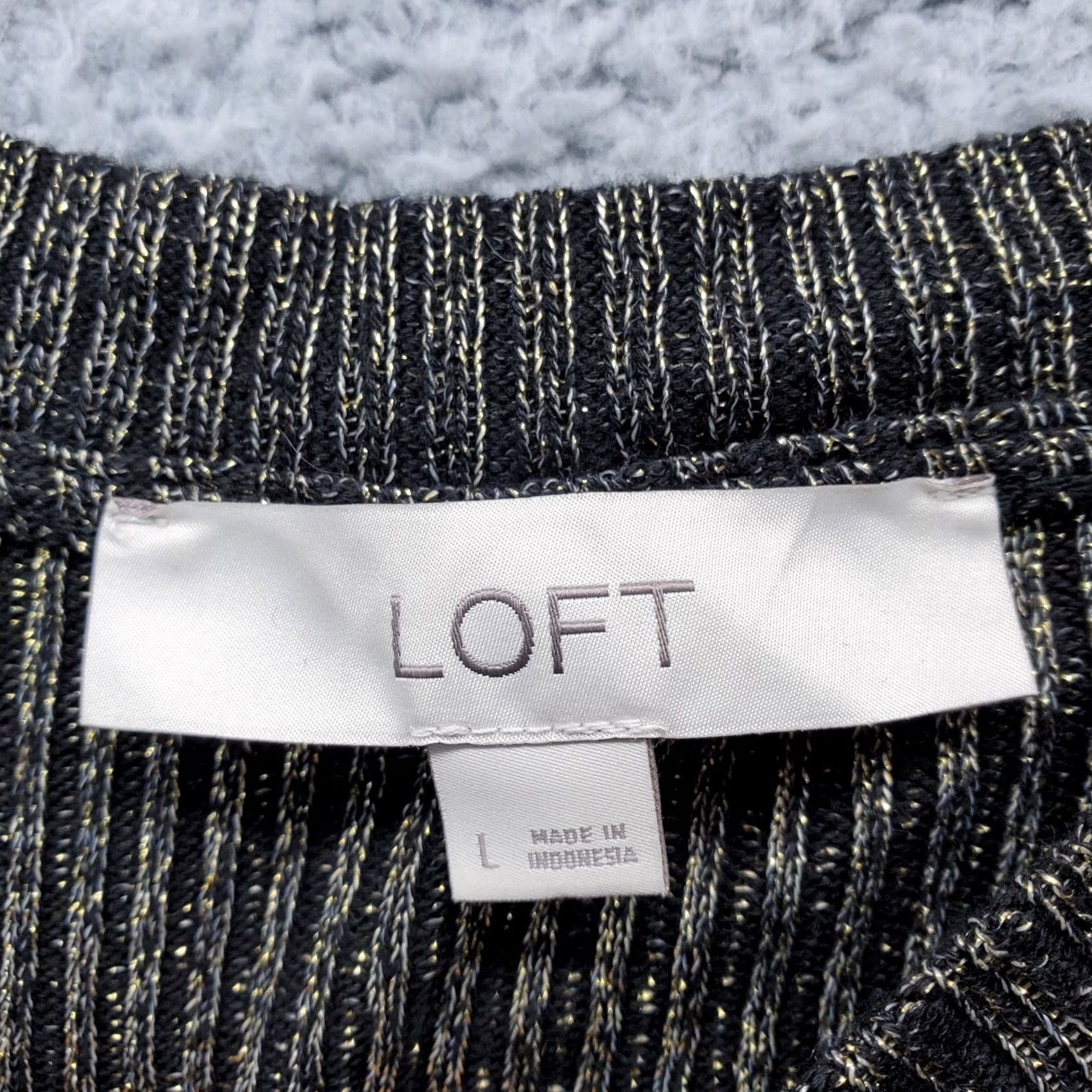 Loft LOFT Sweater Womens Large Multi Shimmer Puff Sleeve Lightweight Pullover Size L / US 10 / IT 46 - 5 Thumbnail