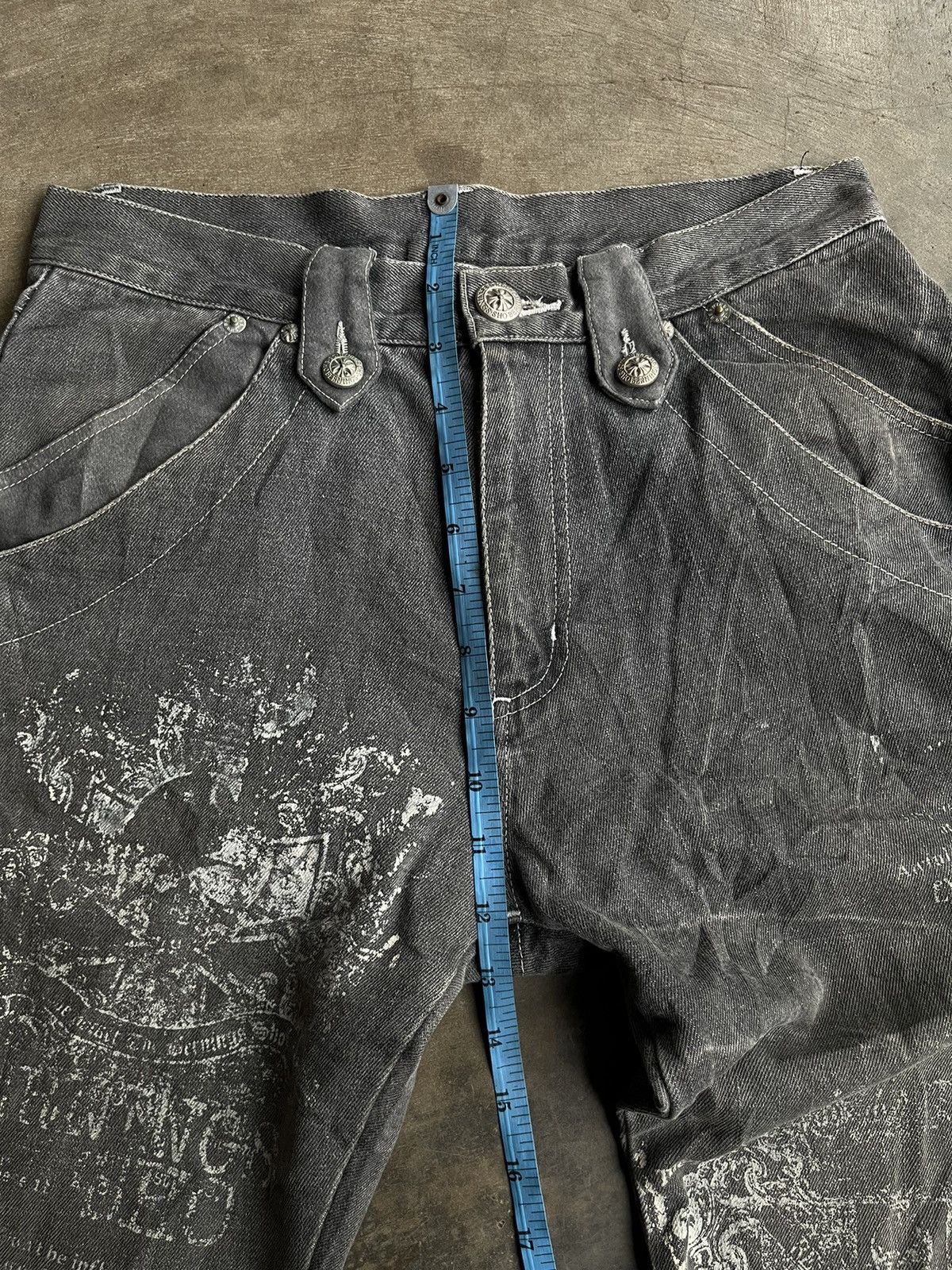 Tornado Mart Bernings Sho Flare Gothic Poem Boot Cut Wash Denim Pants Size US 30 / EU 46 - 14 Thumbnail