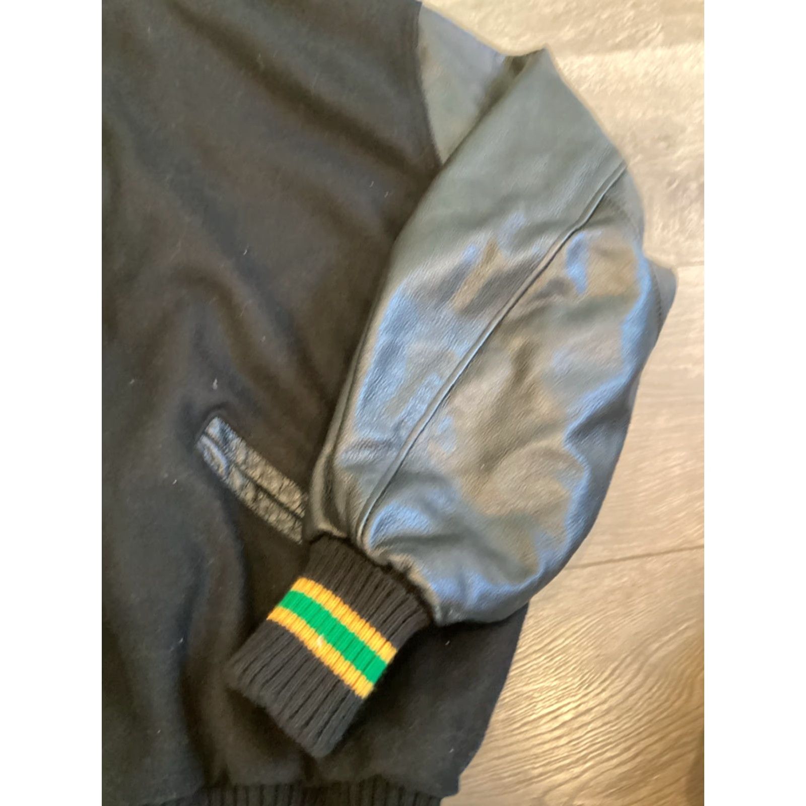 Vintage VINTAGE DeLong Wool & Leather Varsity Jacket - School | Black | Large | Mens Size US L / EU 52-54 / 3 - 3 Thumbnail