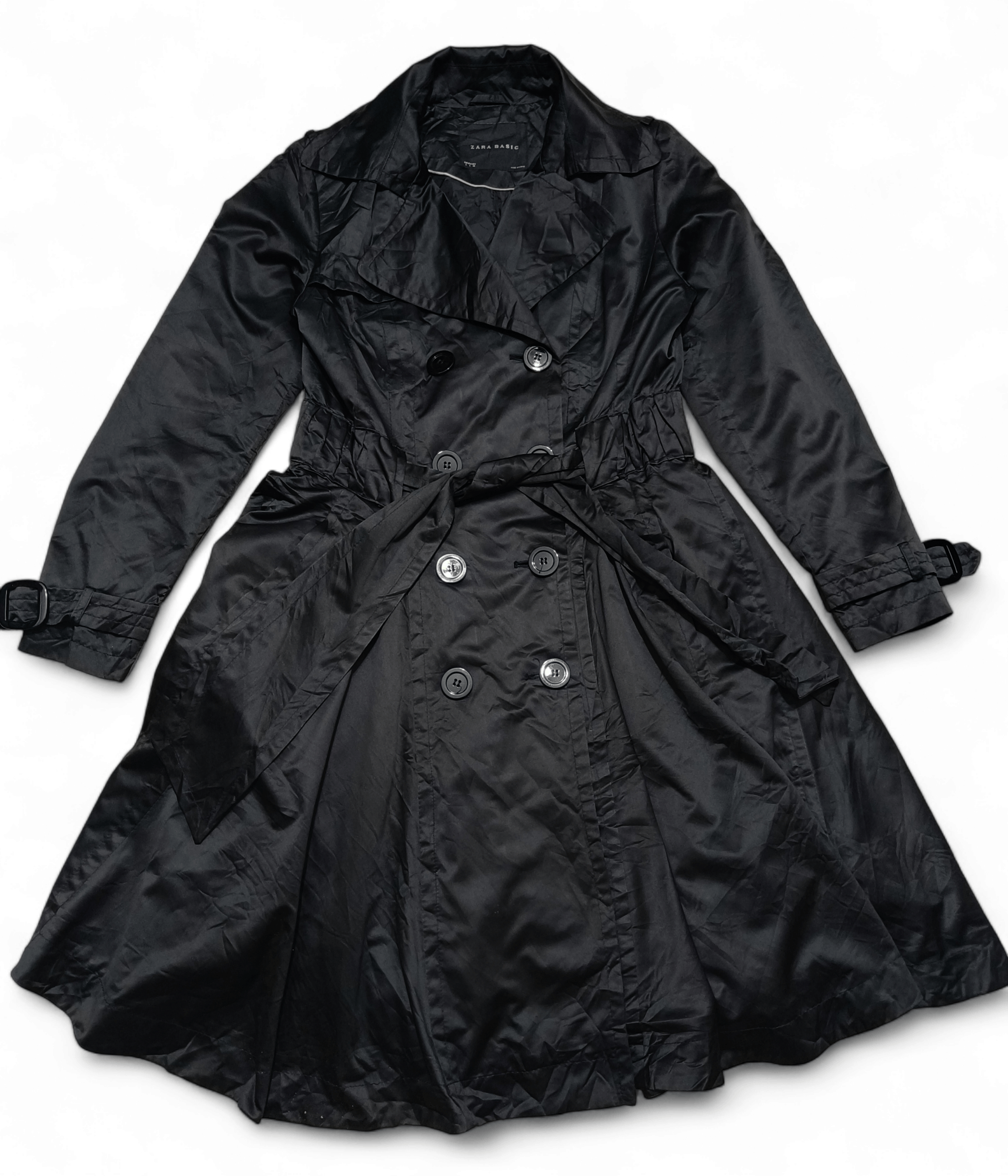 Other Vintage ZARA Basic Women Black Trench Coat Size L / US 10 / IT 46 - 5 Thumbnail