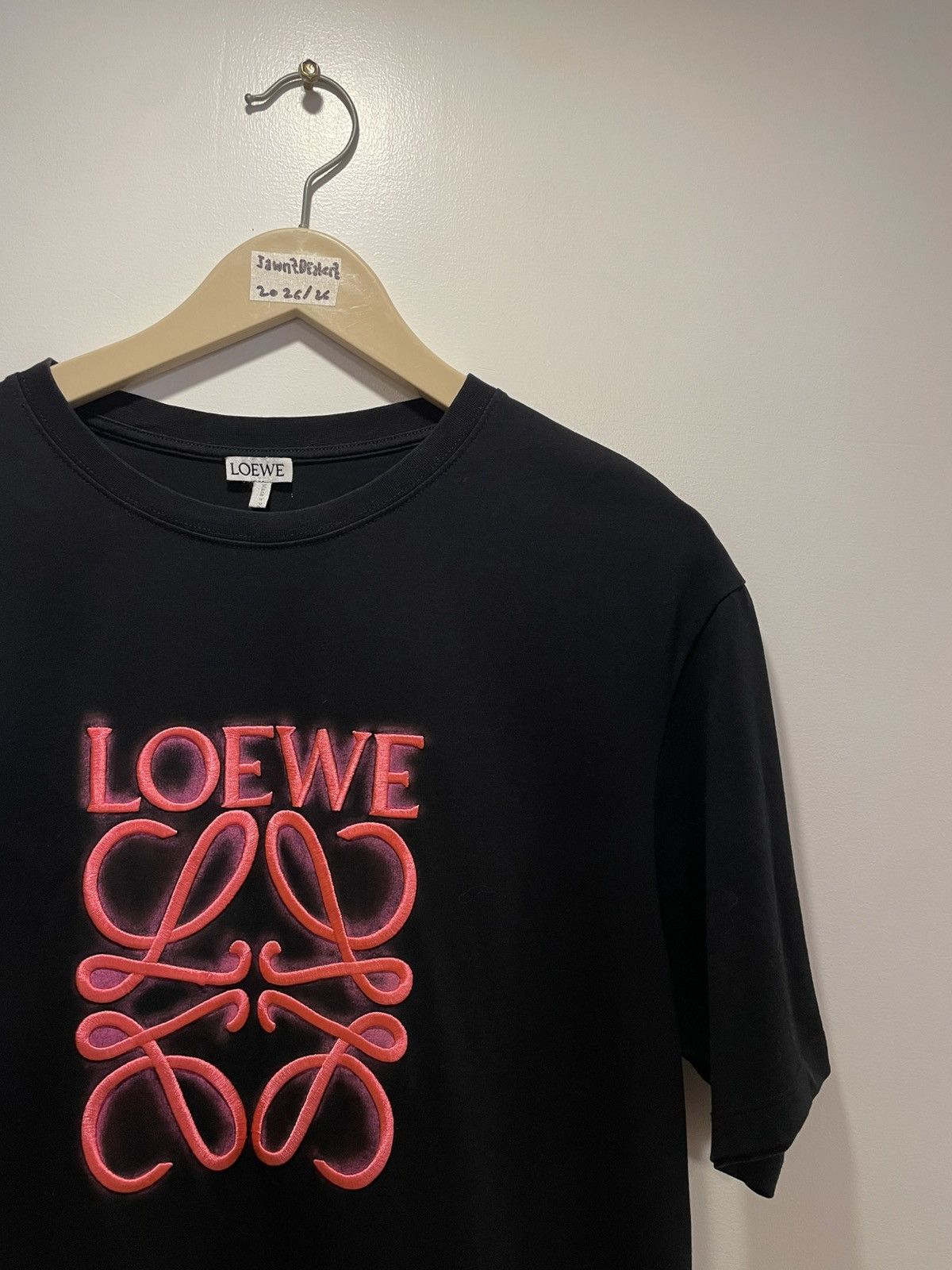 Loewe Loewe Black Neon Anagram Embroidered Cotton Crew Neck Tee Size US S / EU 44-46 / 1 - 4 Thumbnail
