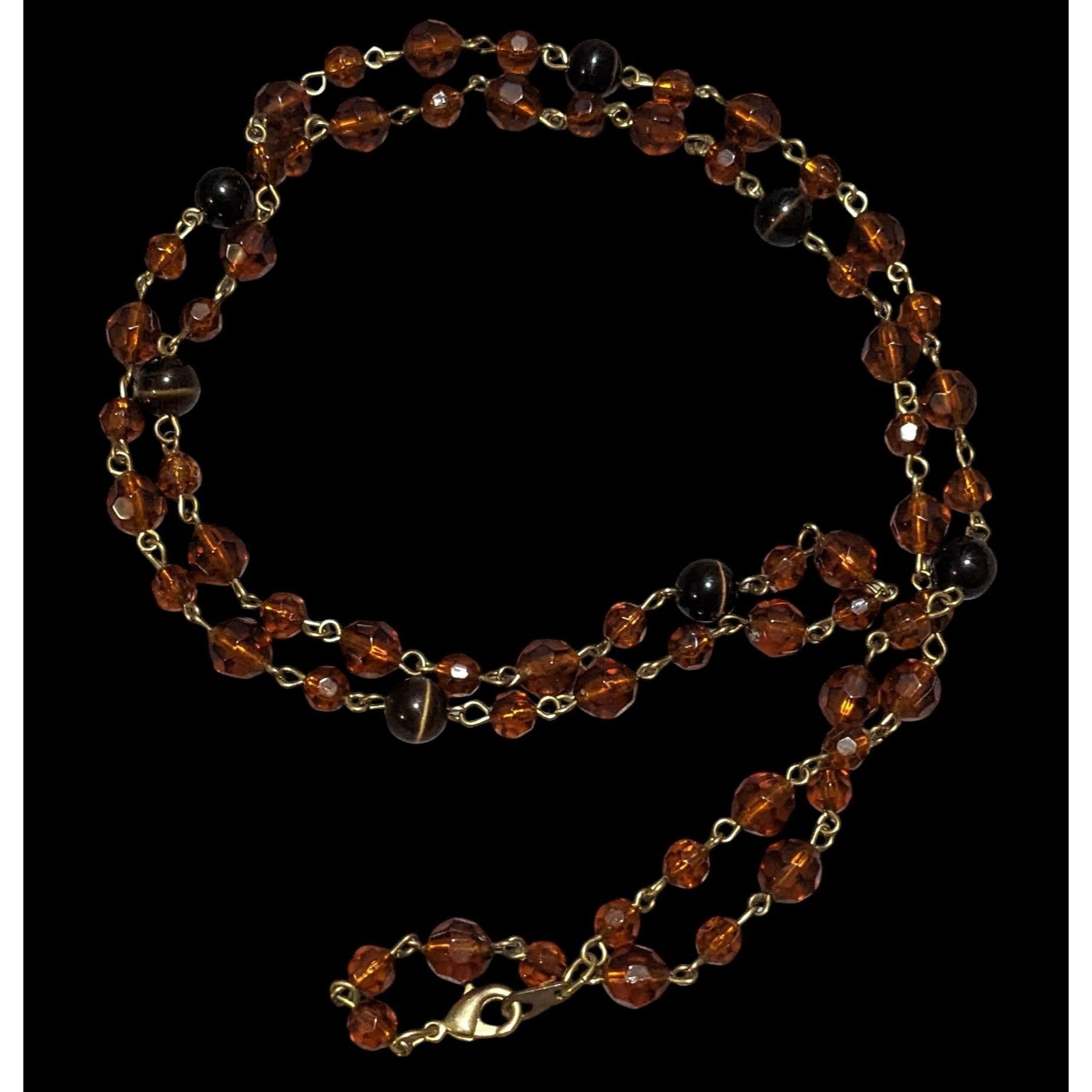 Other Retro 80s Brown And Gold Beaded Necklace Size ONE SIZE - 1 Thumbnail