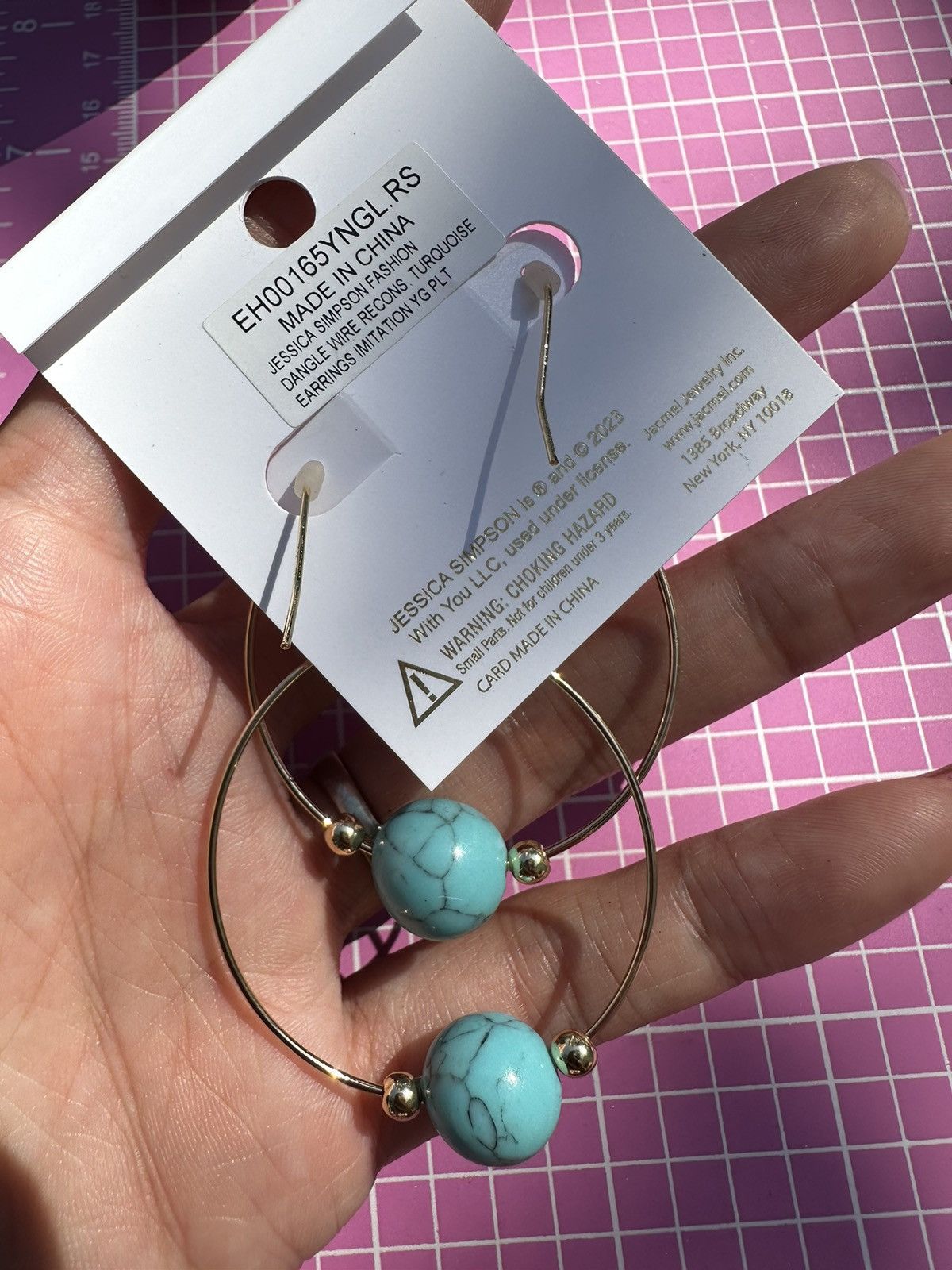 Jessica Simpson 1pc Jessica Simpson gold tone loops earrings blue / White Size ONE SIZE - 7 Thumbnail