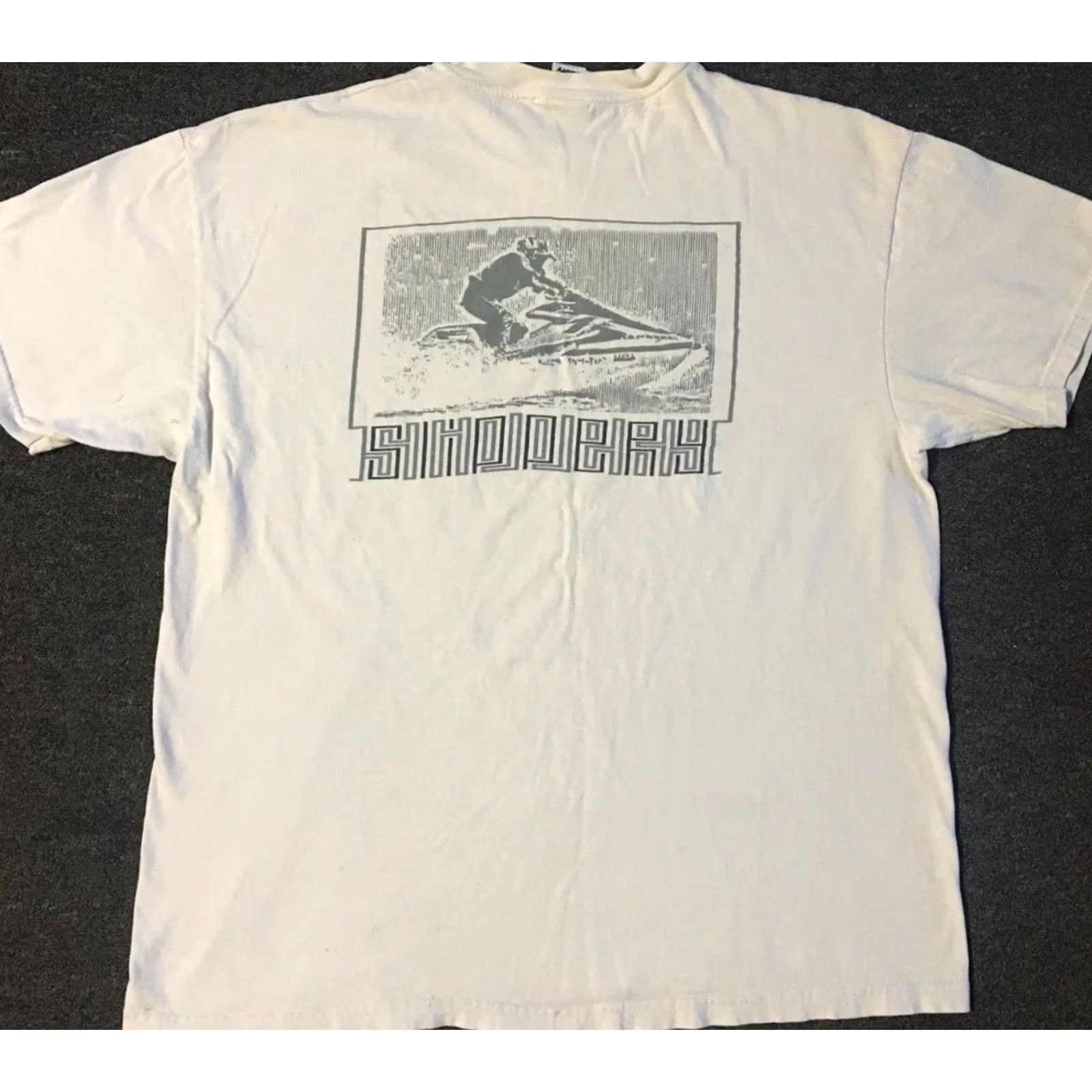 Vintage VINTAGE Wave Runner Shirt XL White 90s Slippery Jet Ski Distressed Graphic Tee Men Size US XL / EU 56 / 4 - 2 Thumbnail