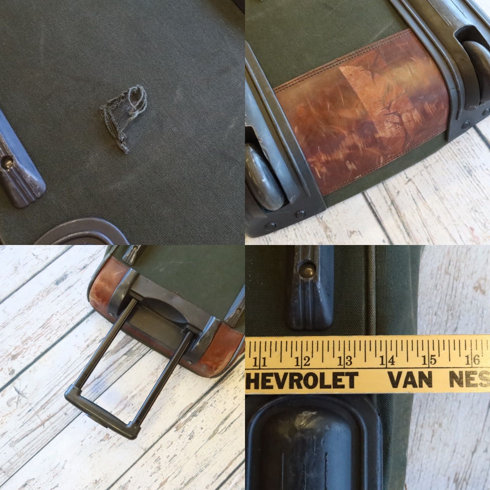 Orvis VINTAGE The Orvis Company Battenkill Leather & Green Rolling Canvas Luggage Bag Size ONE SIZE - 10 Thumbnail
