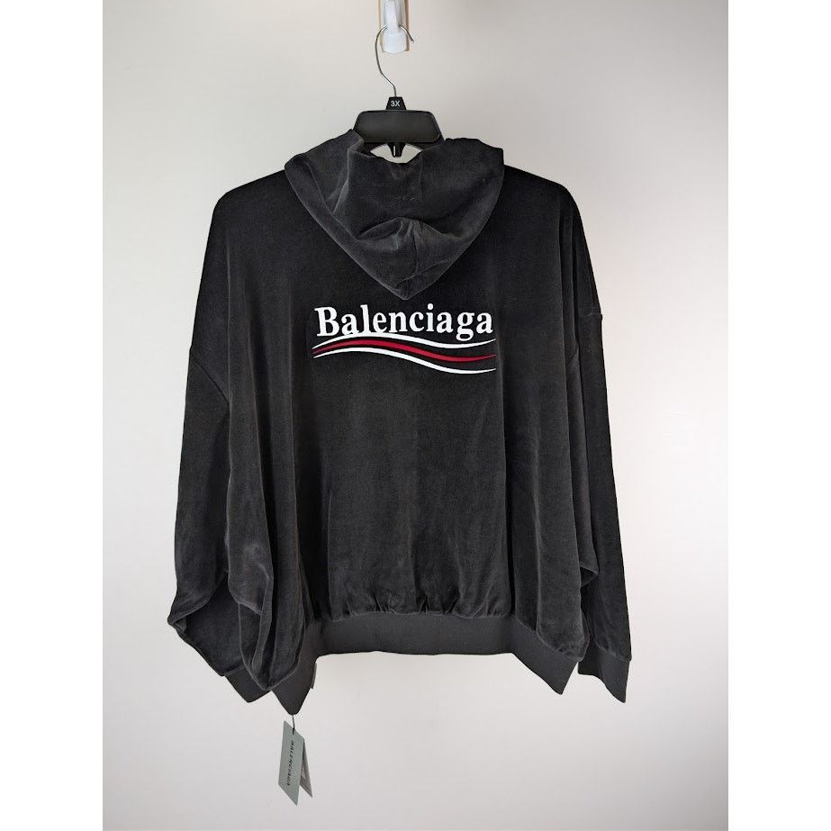 Balenciaga o1rshd1 Oversized Zip-Up Hoodies in Black/White Size US M / EU 48-50 / 2 - 9 Thumbnail