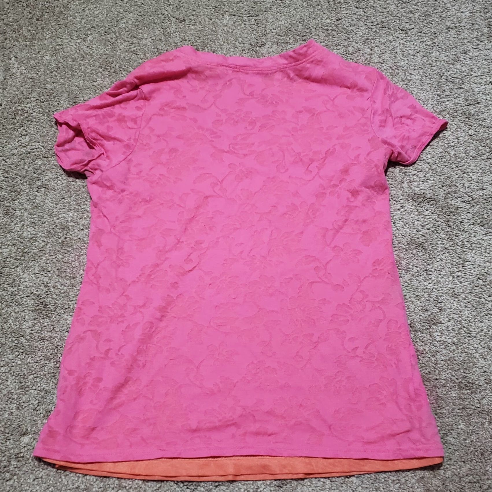 Vintage VINTAGE Tiara International Shirt Women’s Large Pink Floral All Over V Neck Short Sleeve Knit T-Shirt Casual Summer fallspringwinter Size L / US 10 / IT 46 - 6 Thumbnail