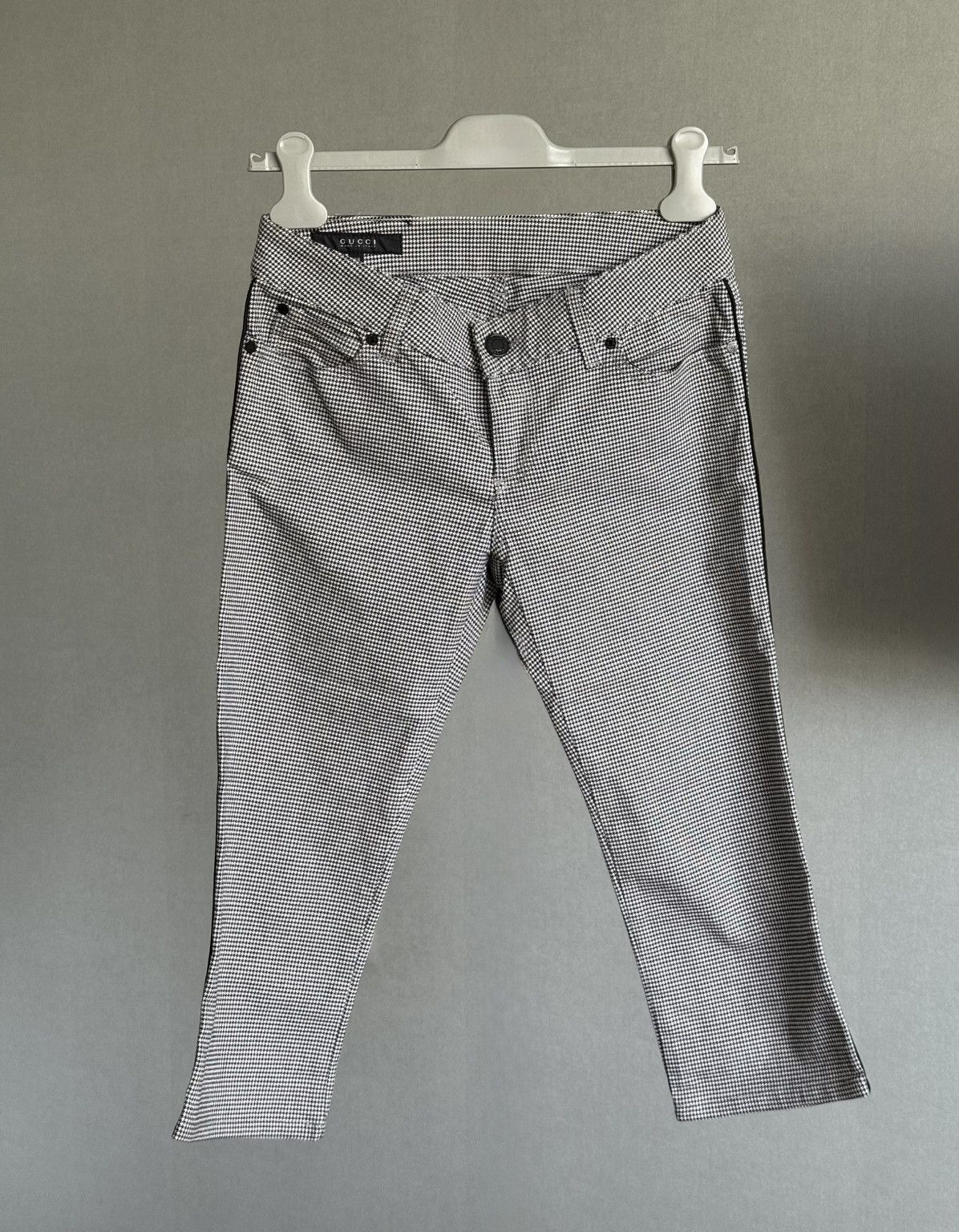 Gucci GUCCI Y2K black houndstooth knee length cropped pants IT38 Size 26" / US 2 / IT 38 - 3 Thumbnail