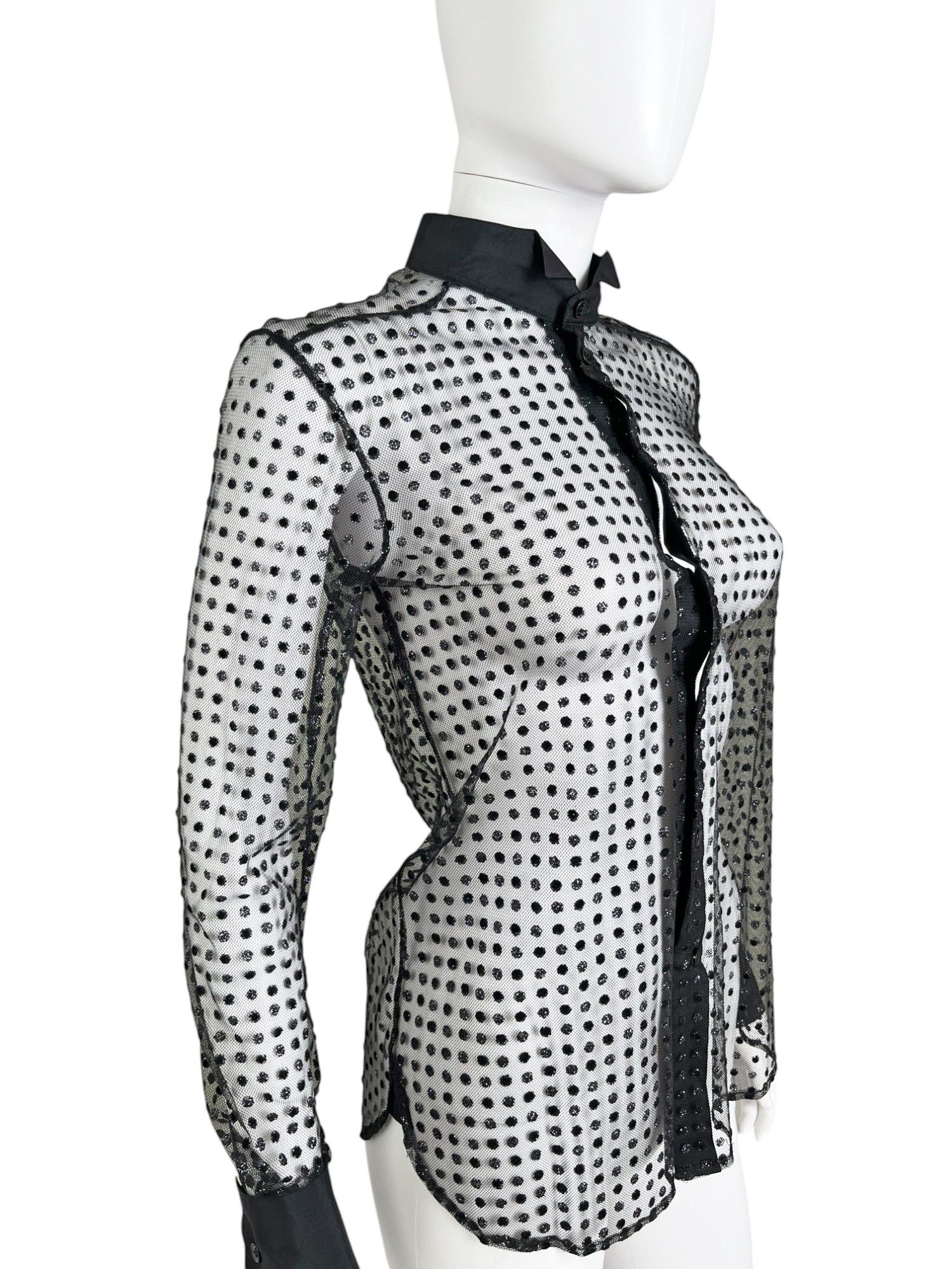 Saint Laurent Paris by Hedi Slimane S/S 2016 Transparent Silver Pois Shirt Size S / US 4 / IT 40 - 5 Thumbnail