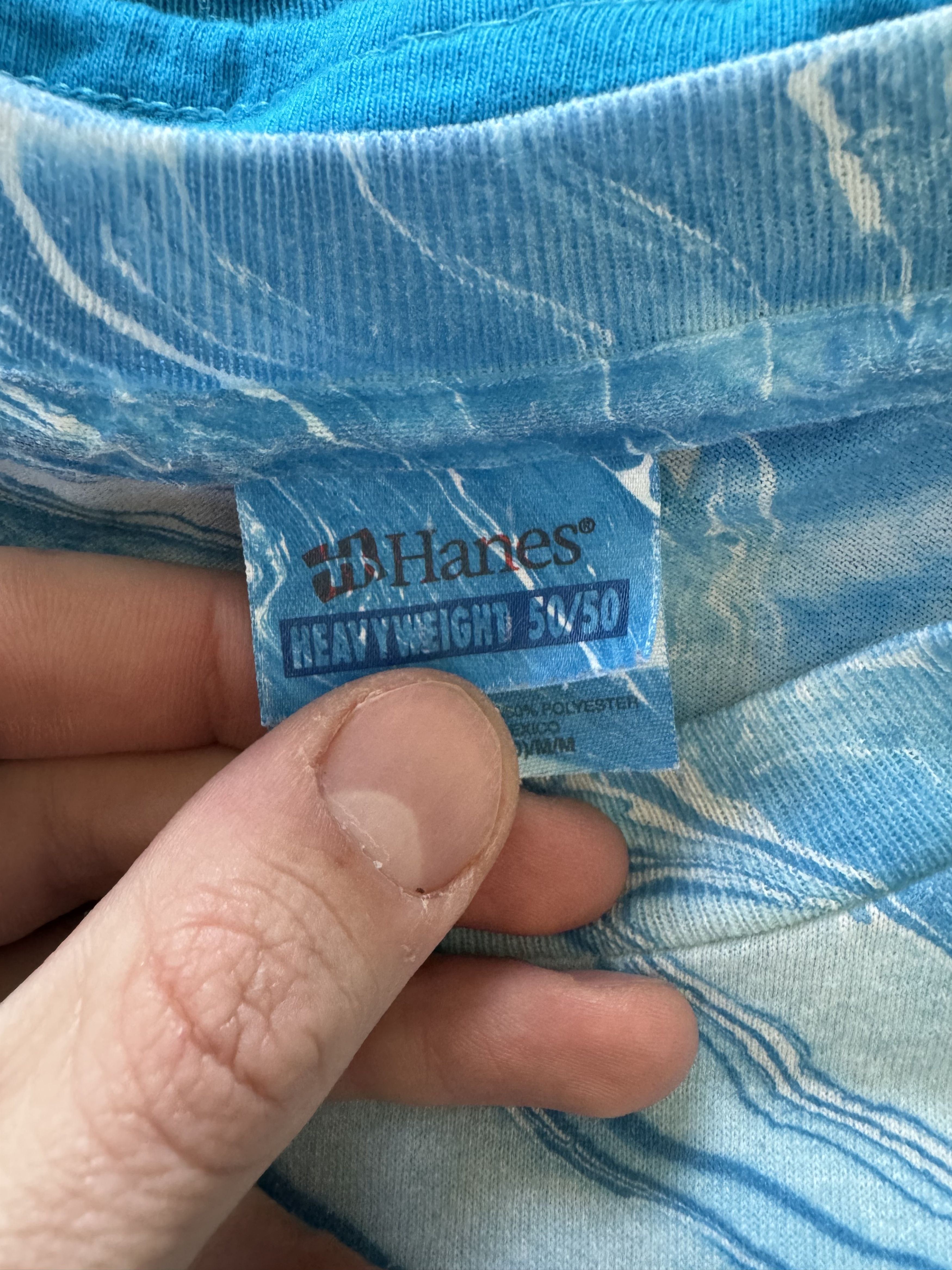 Hanes Vintage Blue Marble Tie Dye T-shirt Size US M / EU 48-50 / 2 - 3 Thumbnail