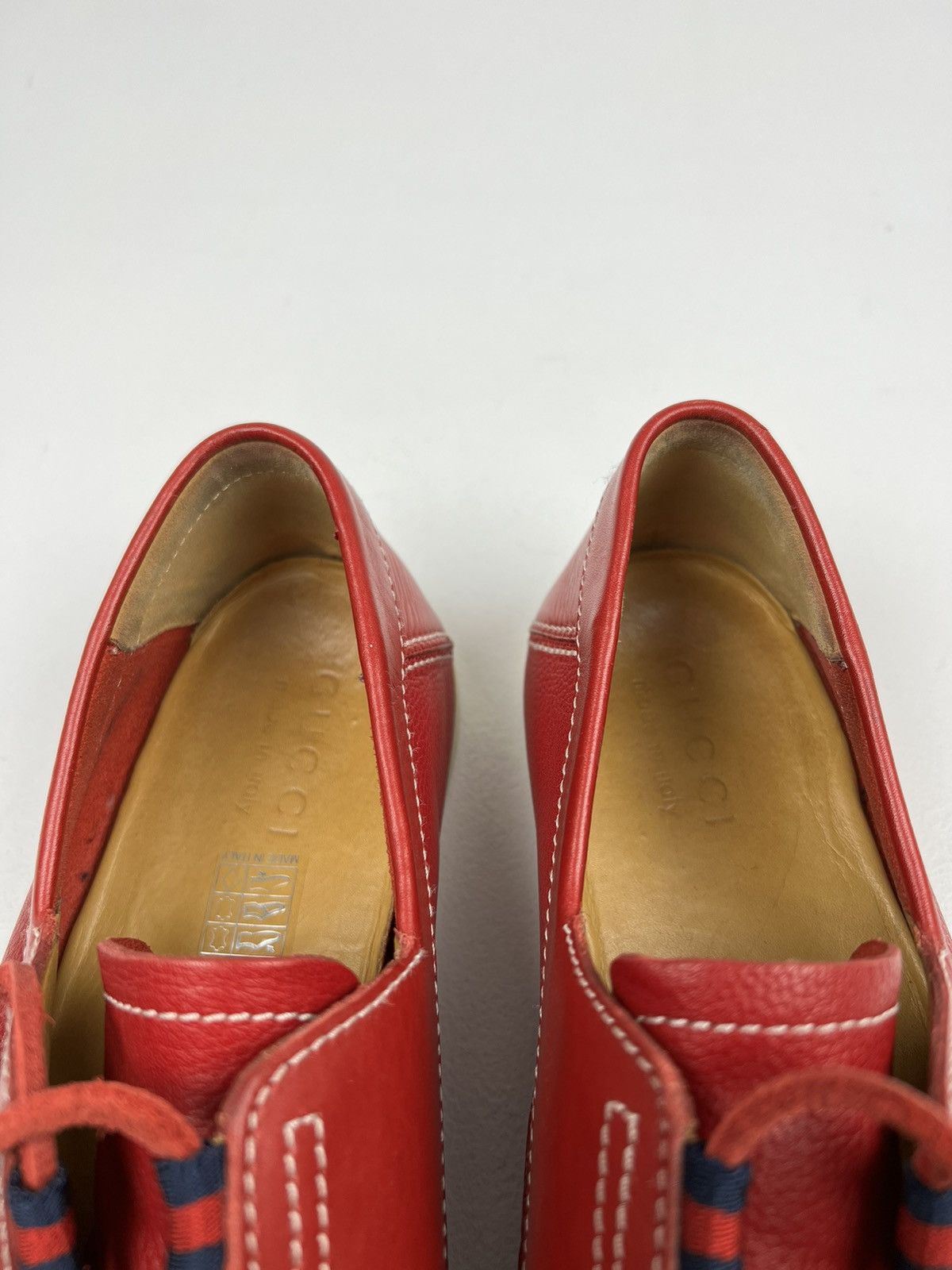 Gucci GUCCI Loafers Leather Shoes Lace Up Web Logo Red Men’s Size US 10 / EU 43 - 16 Thumbnail