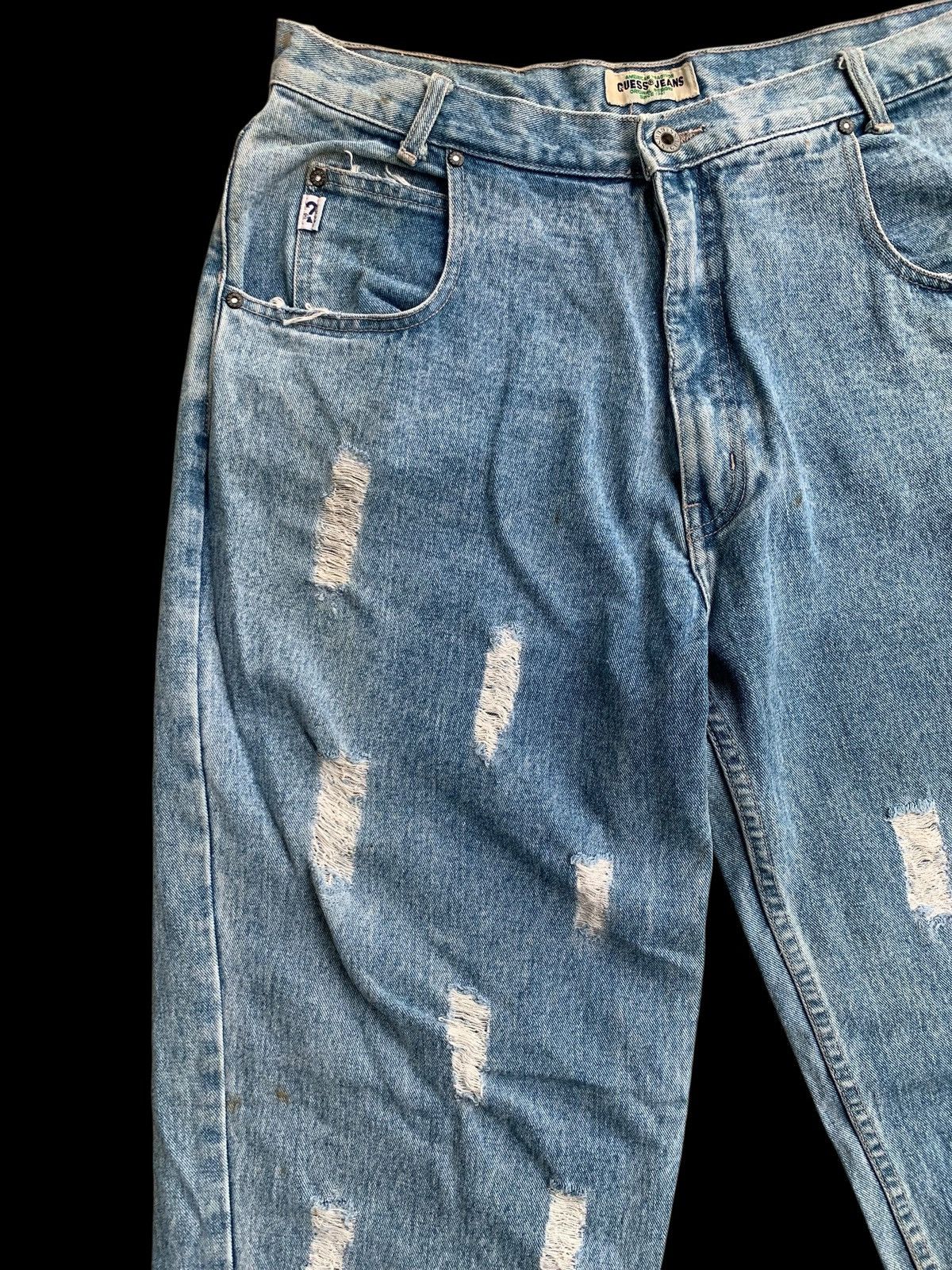 Guess × Japanese Brand × Vintage American Guess Light Blue Baggy Distressed Jeans Size US 34 / EU 50 - 17 Thumbnail