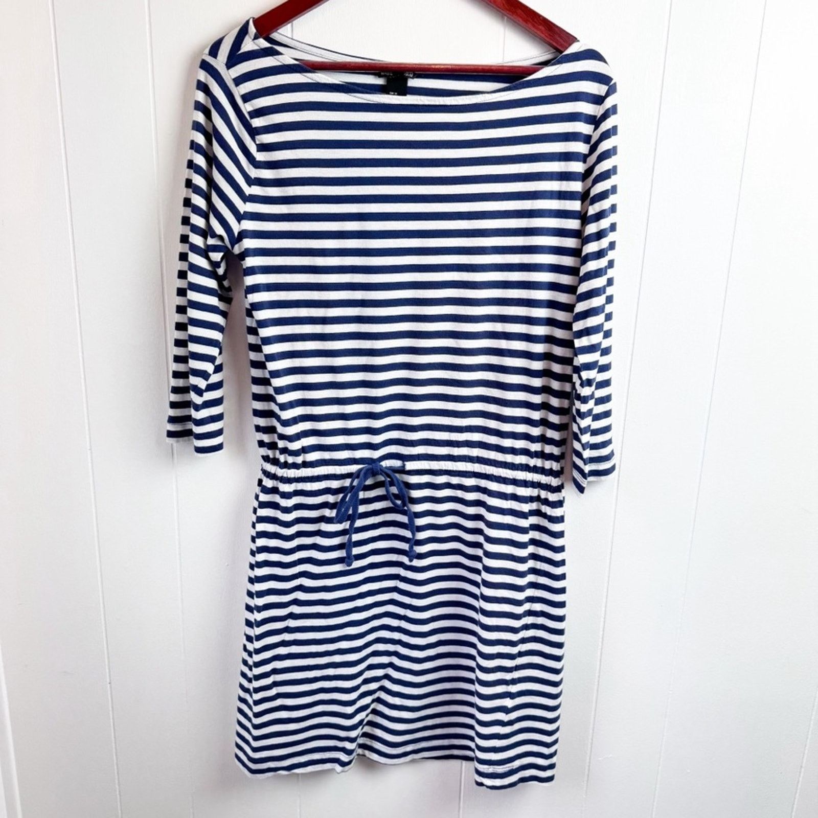 H&M H&M Basic Navy & White Striped Popover Dress Women Size Med Size M / US 6-8 / IT 42-44 - 2 Thumbnail