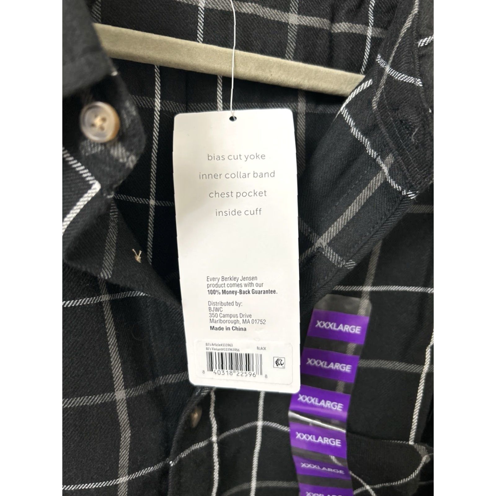Vintage Berkley Jensen Flannel Shirt Mens 3XL Black Windowpane Plaid Button Down L/S NWT Size US XXL / EU 58 / 5 - 6 Thumbnail