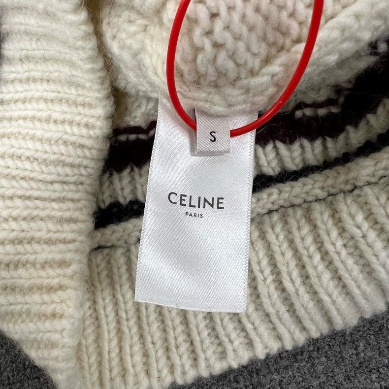 Celine Celine Preppy striped twist knit V-neck sweater 2501-Nextar Size US S / EU 44-46 / 1 - 7 Thumbnail