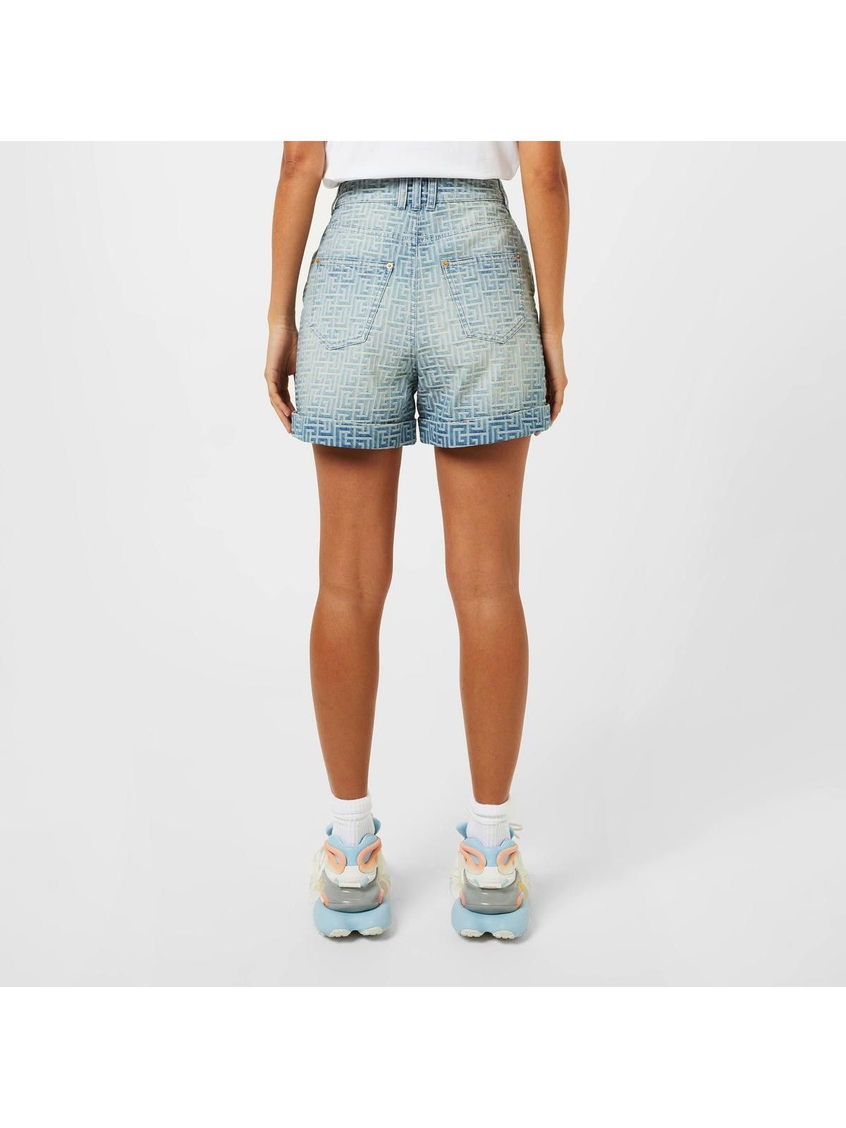 Balmain o1y0625 Logo Denim Short in Light Blue Size 27" / US 4 / IT 40 - 5 Thumbnail