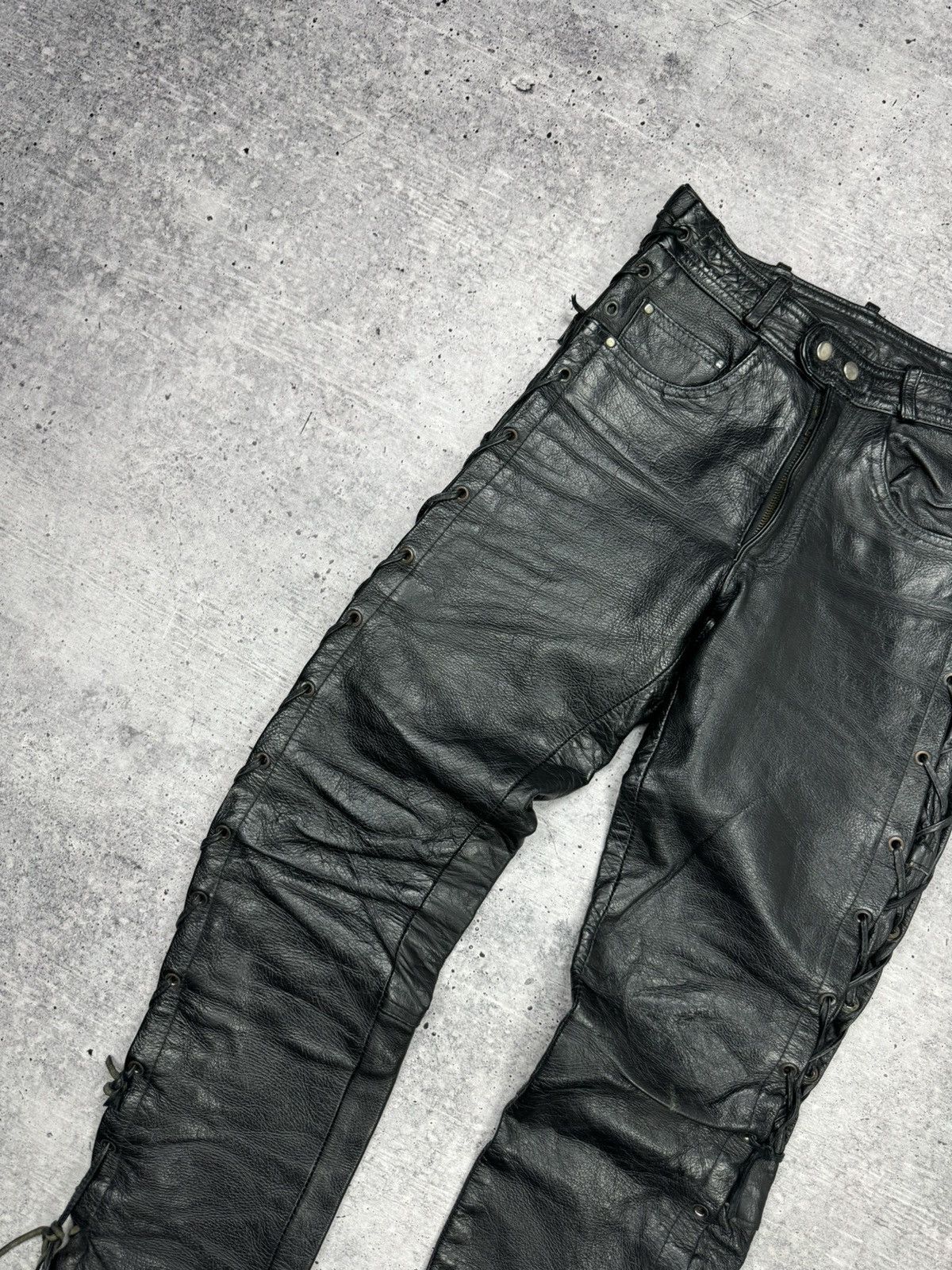 Genuine Leather × Vintage Vintage 90’s Y2K Style Casual Cowboy Genuine Leather Pants Size US 28 / EU 44 - 4 Thumbnail