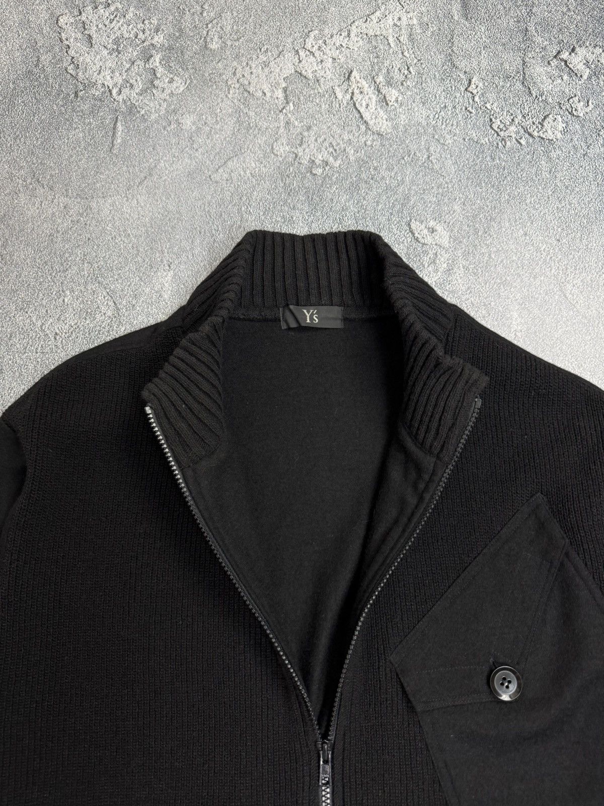 Yohji Yamamoto Y’s Yohji Yamamoto Wool Ribbed Zip Knit Pocket Sweater Size US XL / EU 56 / 4 - 7 Thumbnail